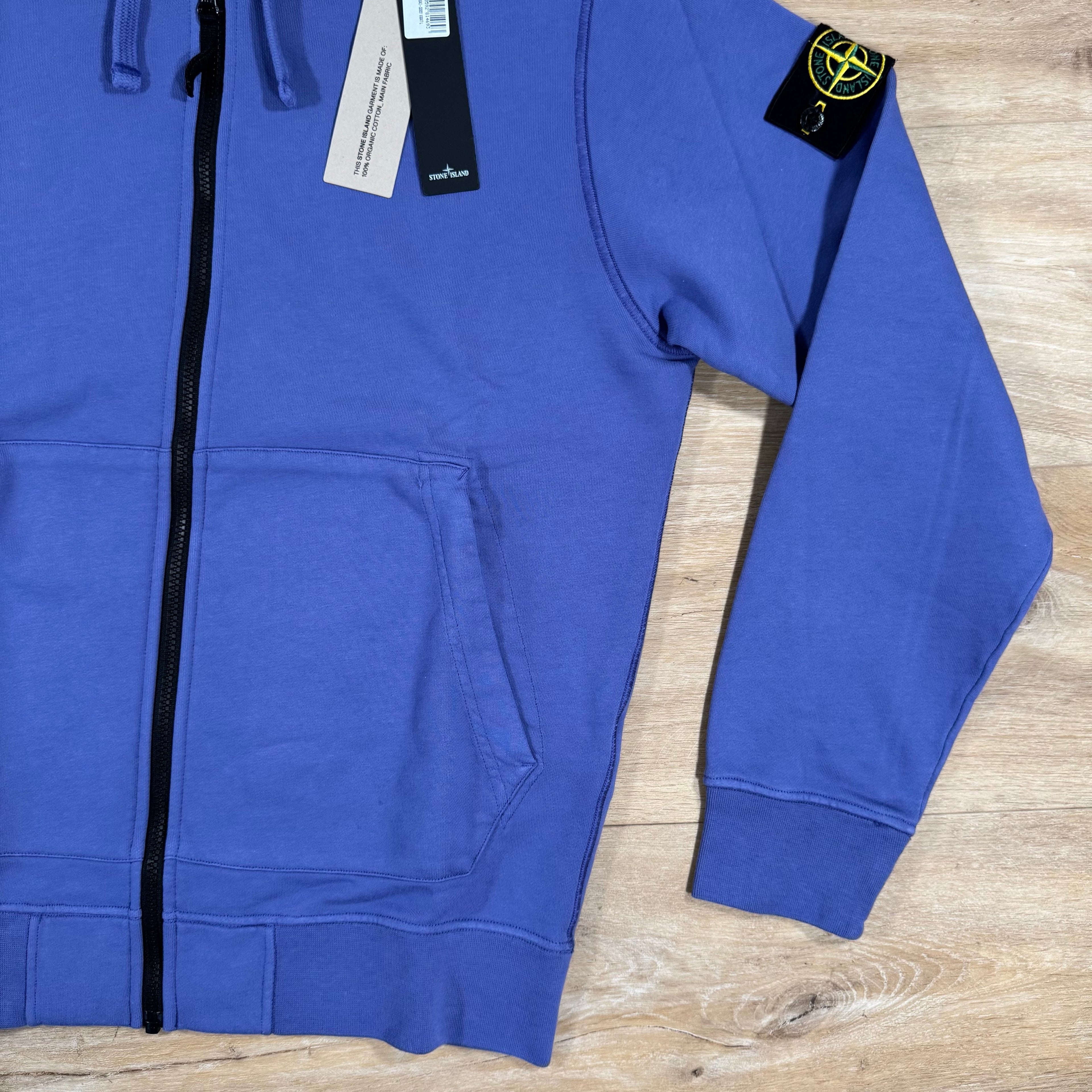 Stone Island Organic Cotton Fleece Zip Hoodie in Lavender Ironleague