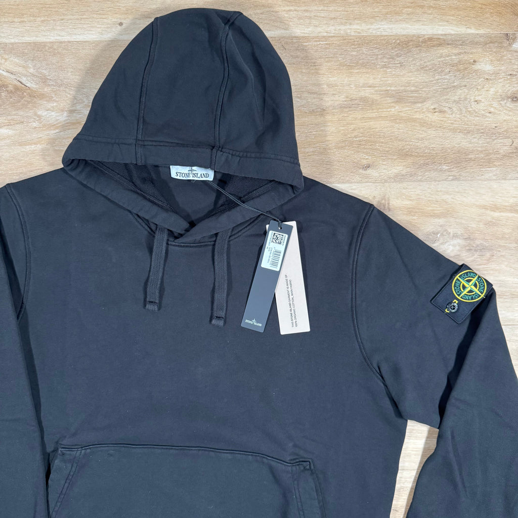 Stone Island Organic Cotton Fleece Pullover Hoodie in Black Ironleague