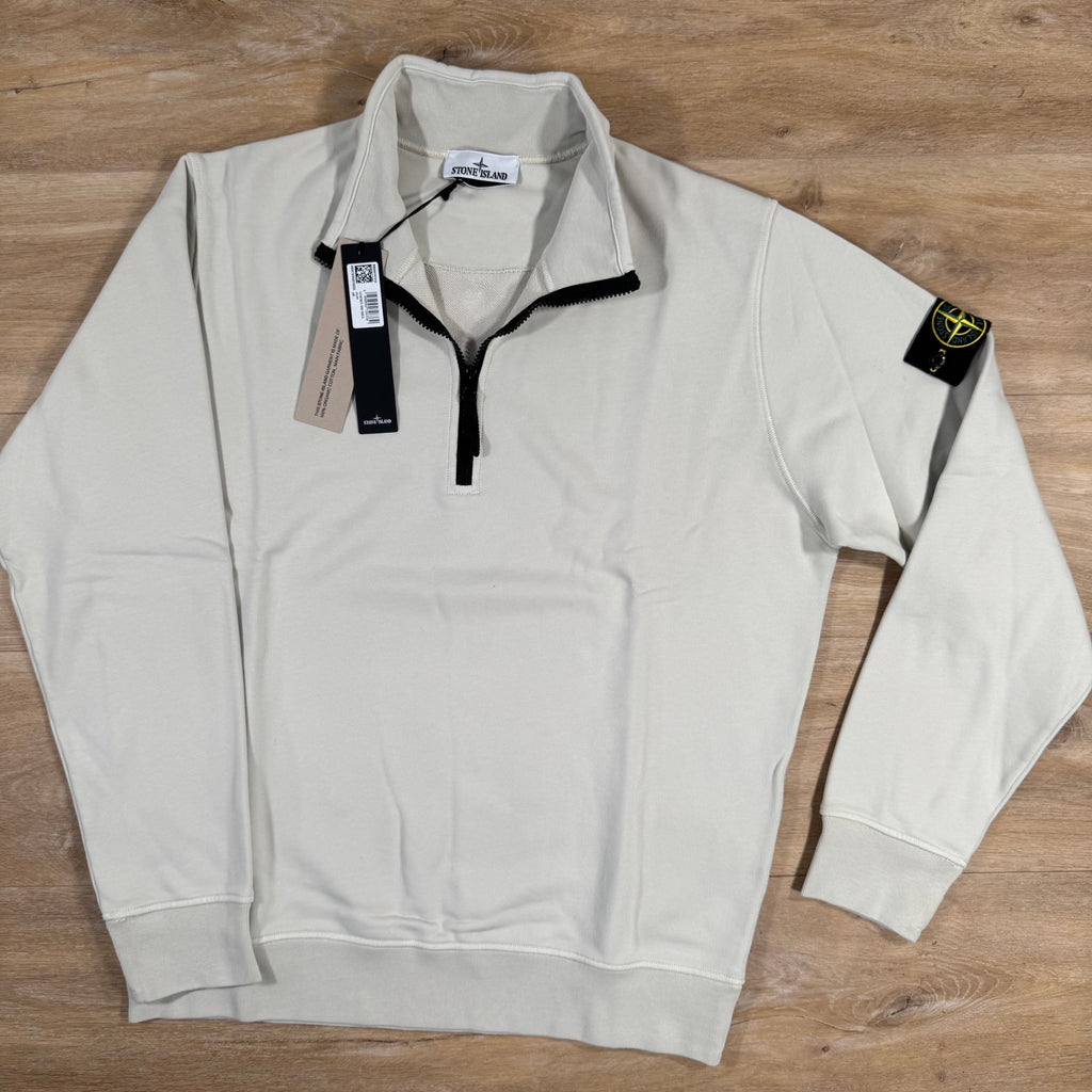 Stone Island Organic Cotton Half-Zip Sweatshirt in Sand Ironleague