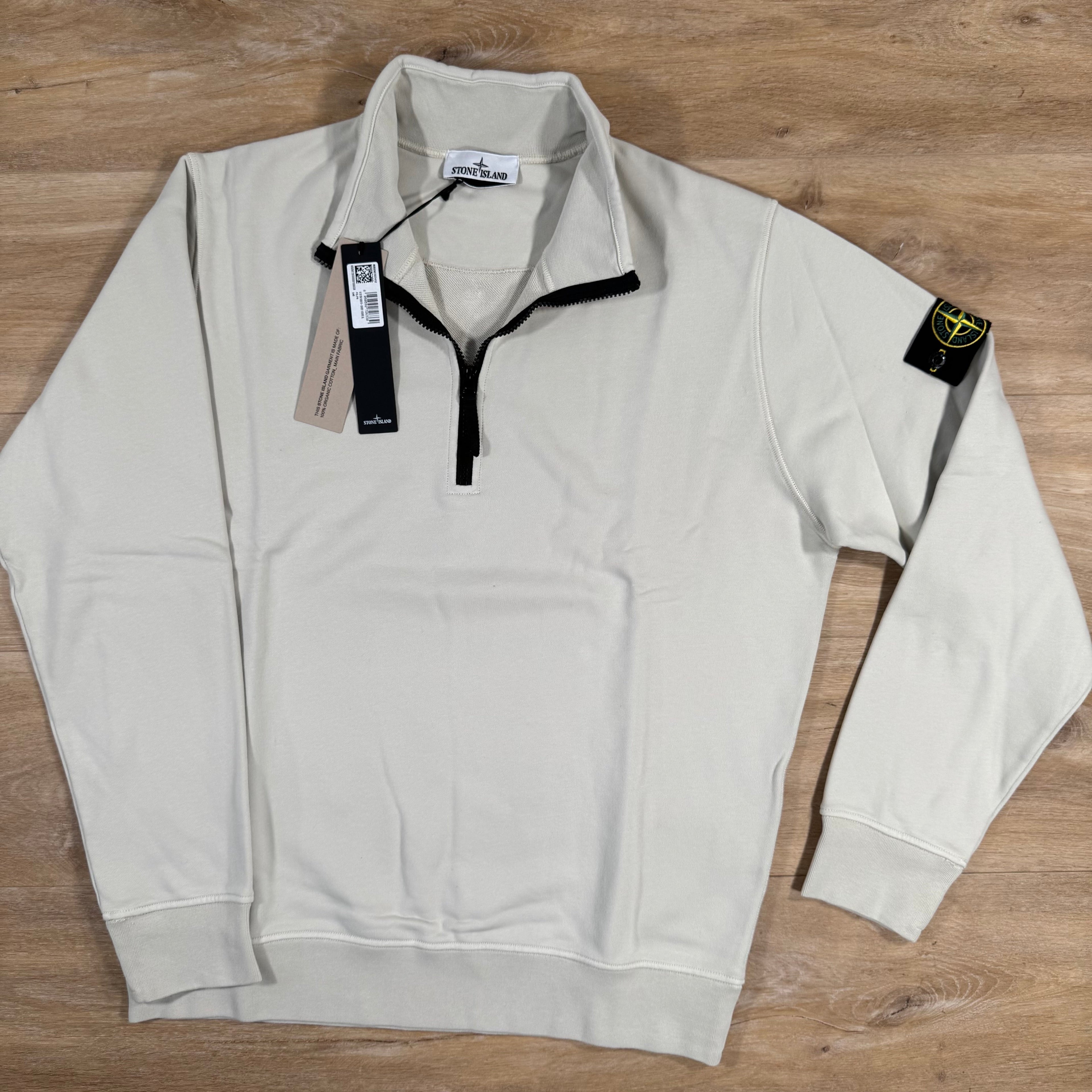 Stone Island Organic Cotton Half-Zip Sweatshirt in Sand Ironleague