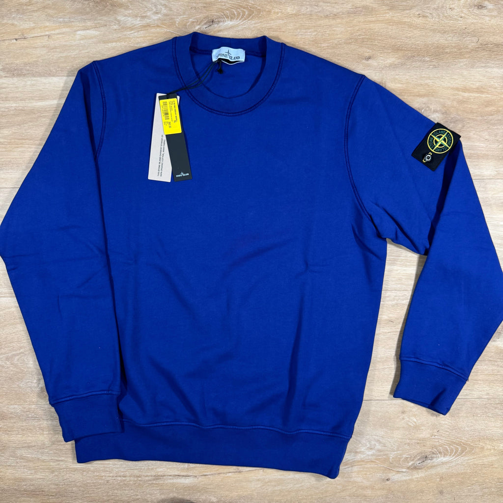 Stone Island Organic Cotton Fleece Sweatshirt in Bright Blue Ironleague