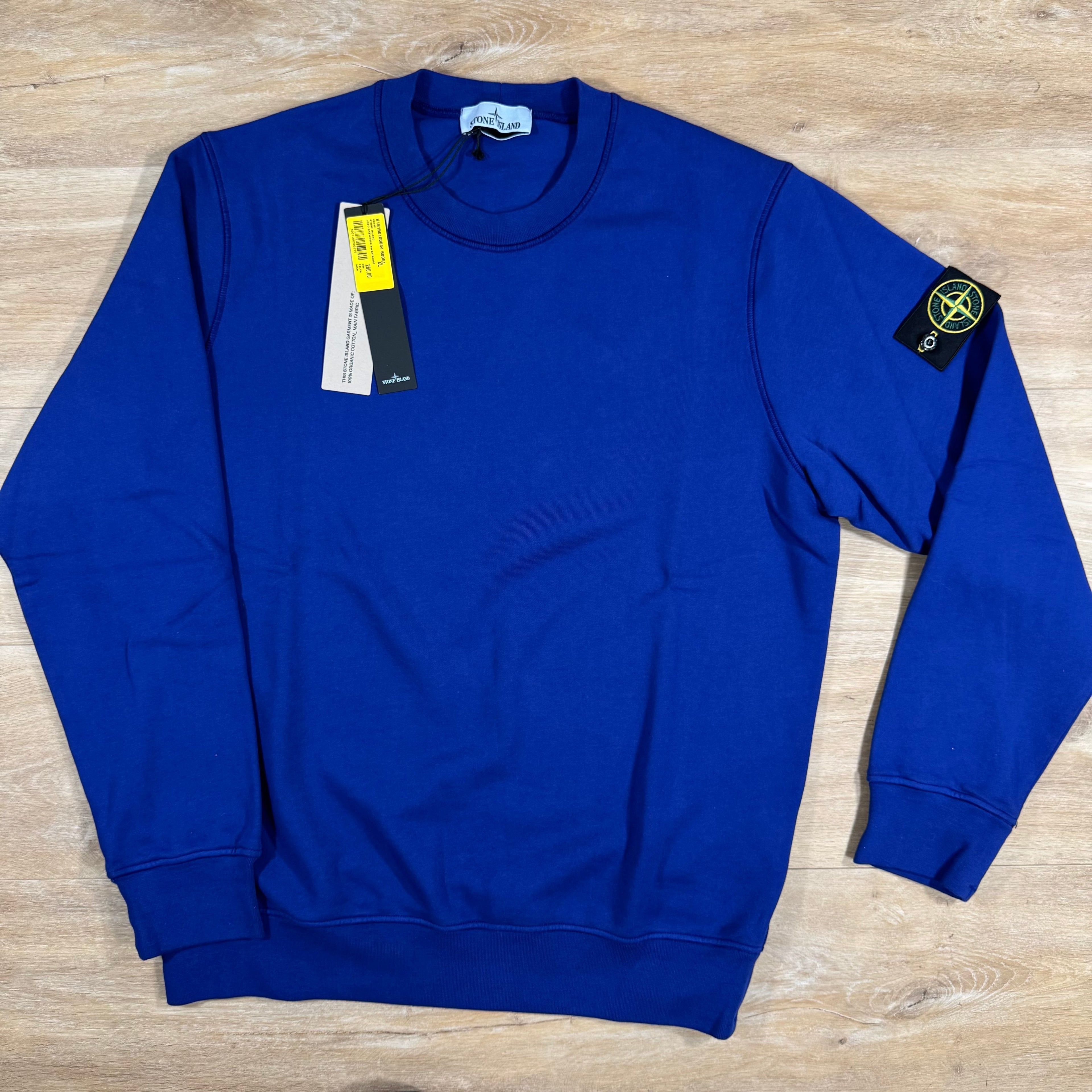 Stone Island Organic Cotton Fleece Sweatshirt in Bright Blue Ironleague