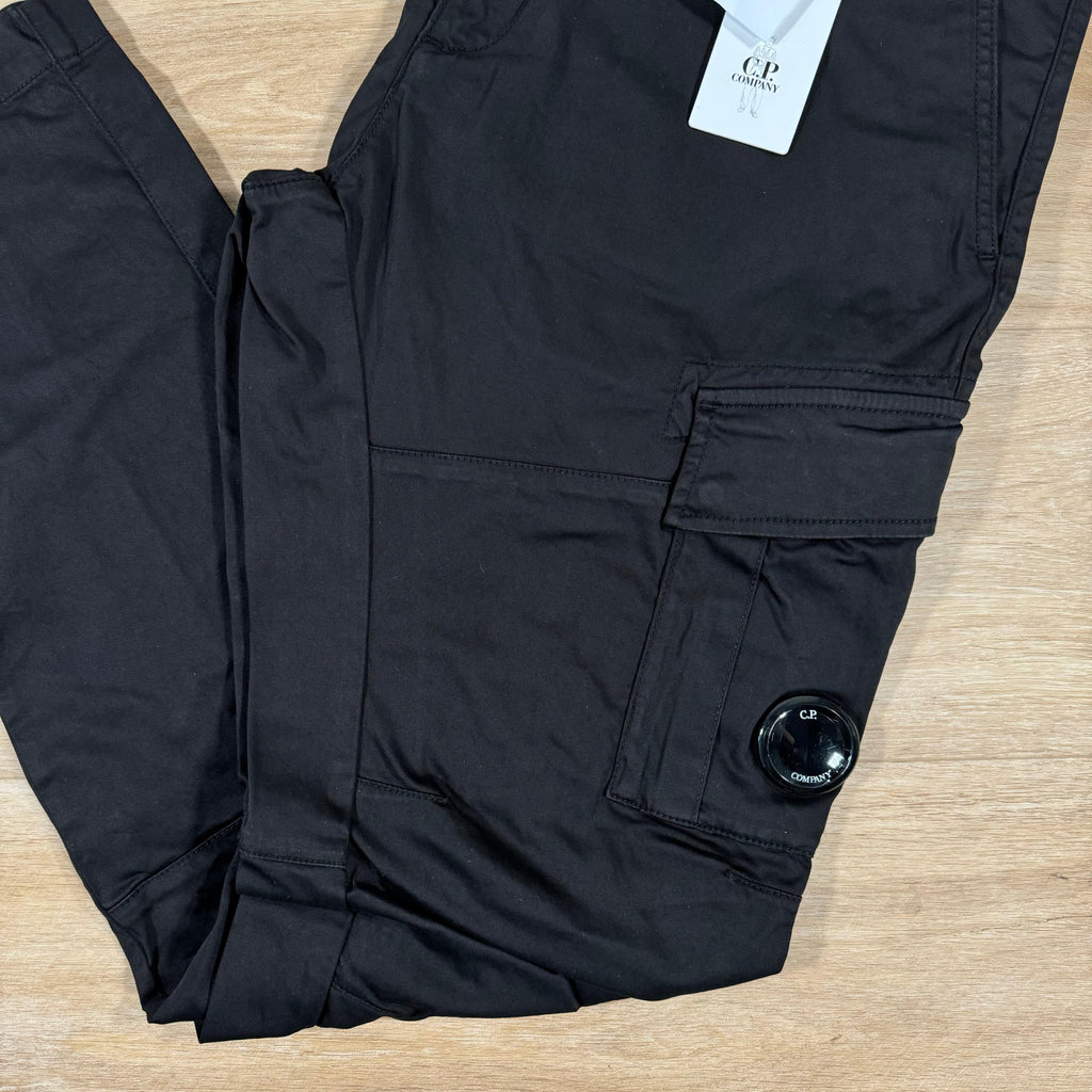 CP Company Stretch Cargo Trousers in Black Ironleague
