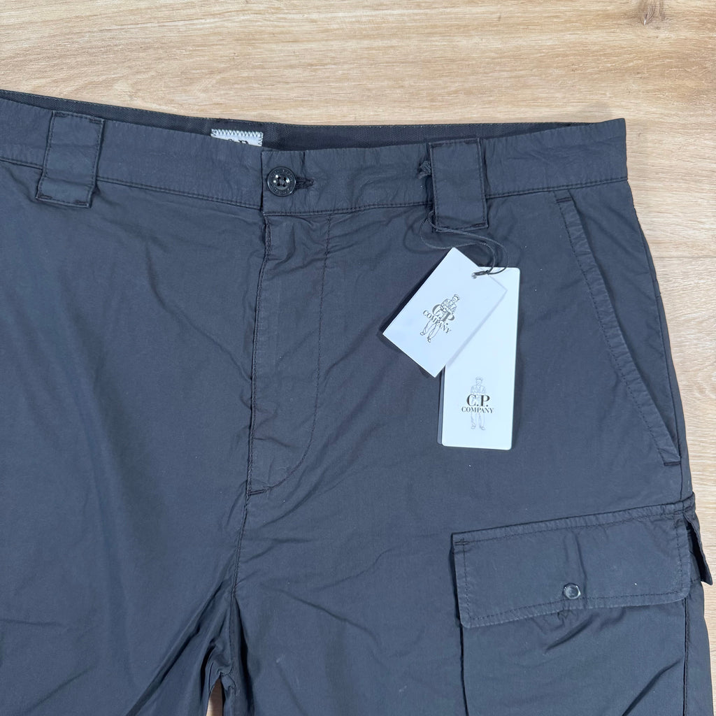 CP Company 50 Fili Stretch Cargo Shorts in Black Ironleague