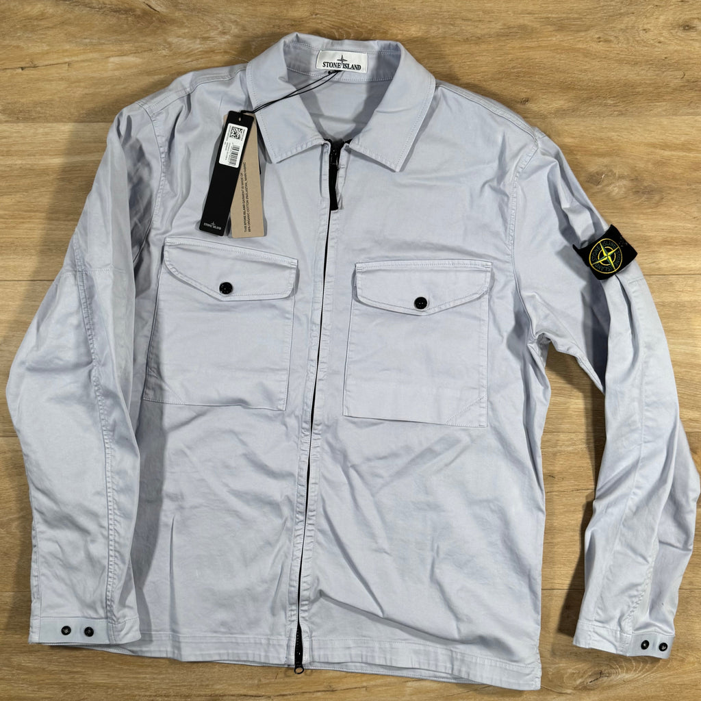Stone Island Organic Stretch Cotton Overshirt in Lilac Ironleague