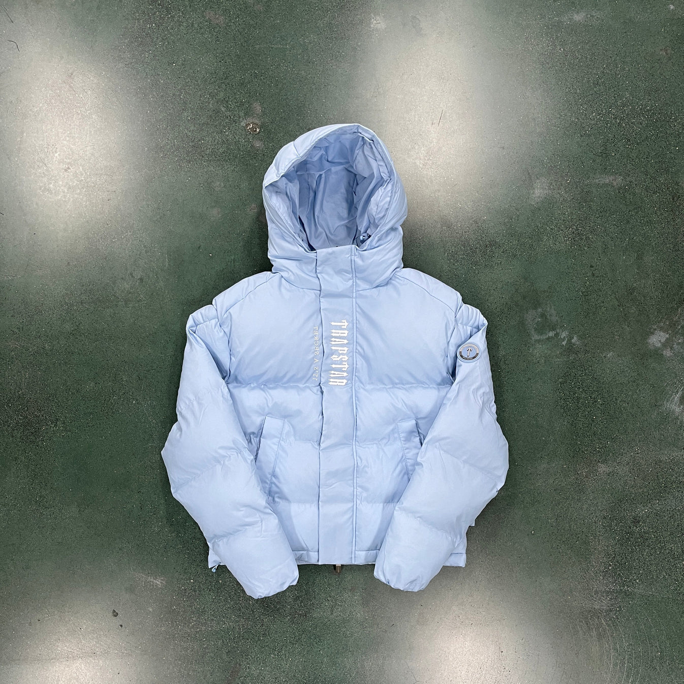 Trapstar Decoded Hooded Puffer 2.0 Jacket - Ice Blue Ironleague