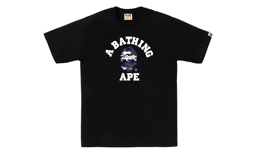 BAPE Glitch Woodland Camo College Tee Black / Purple Camo 0ZXTEM031101Q BKS