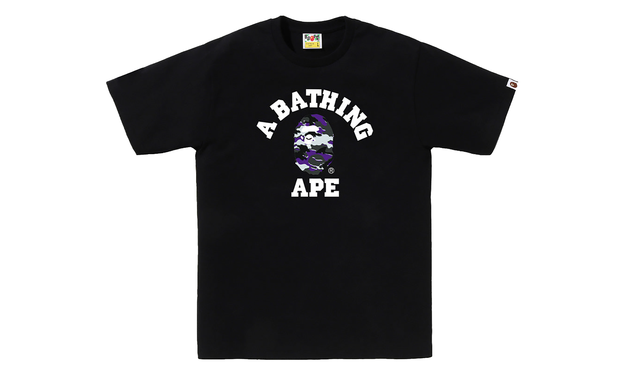 BAPE Glitch Woodland Camo College Tee Black / Purple Camo 0ZXTEM031101Q BKS