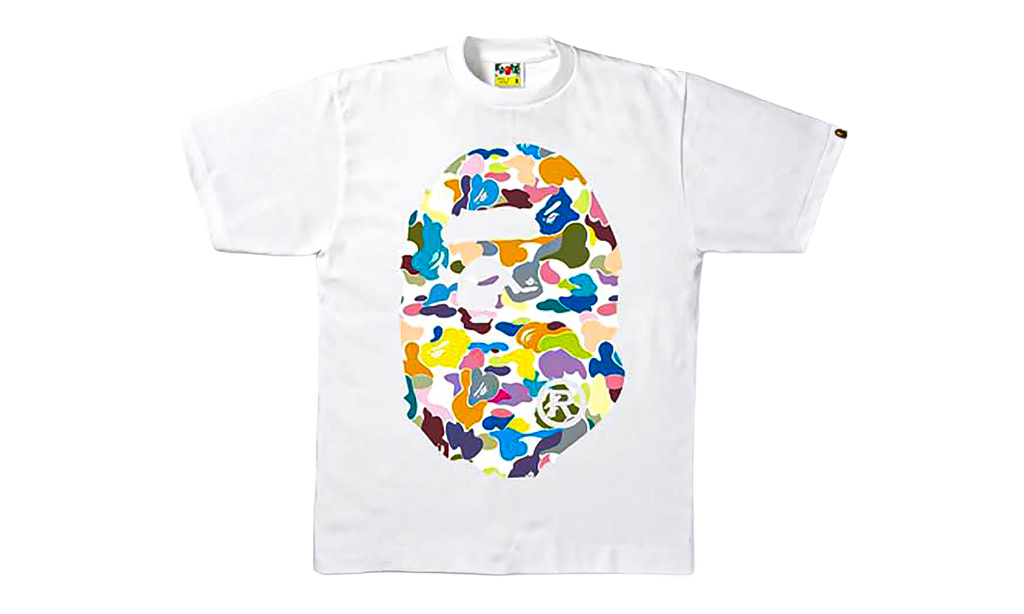 BAPE Multi Camo Big Ape Head T-Shirt White JL8SU5V8