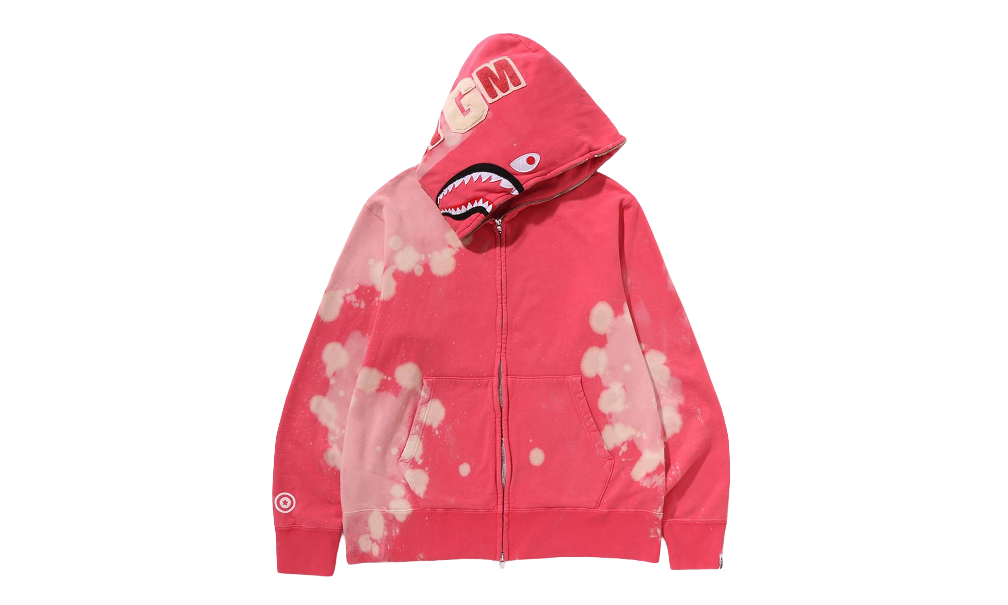 BAPE Hand Dye Shark Full Zip Hoodie Red 1L30 115 002 RED