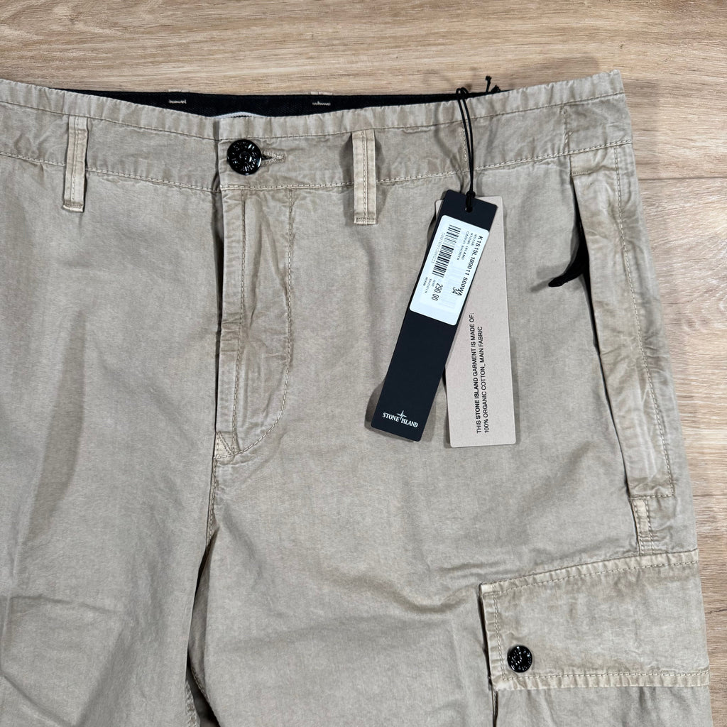 Stone Island Brushed Cotton Cargo Bermuda Shorts in Desert Ironleague