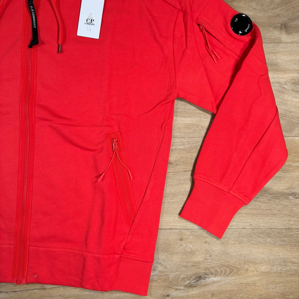 CP Company Diagonal Raised Zipped Lens Hoodie in Poinciana - Orange Ironleague