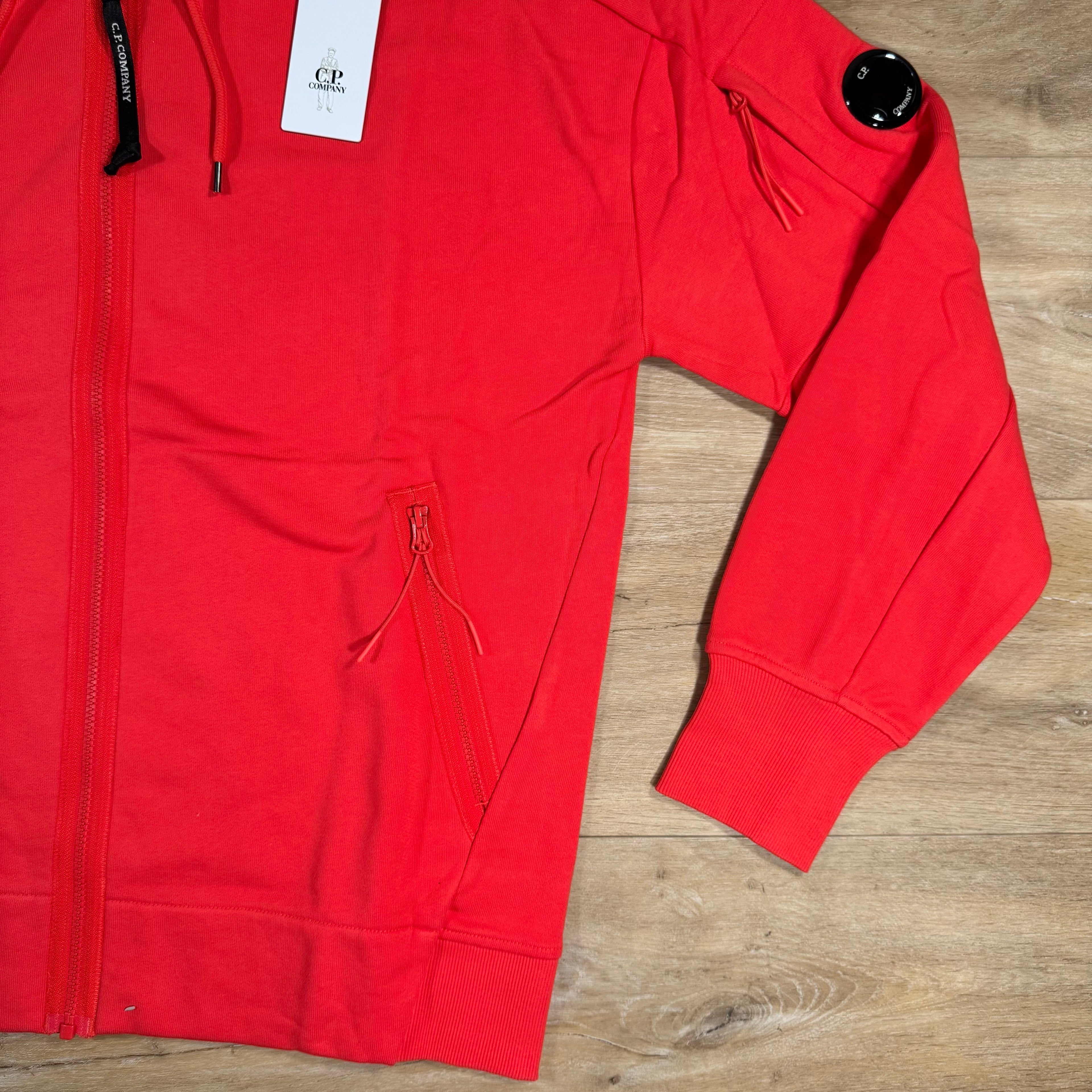 CP Company Diagonal Raised Zipped Lens Hoodie in Poinciana - Orange Ironleague