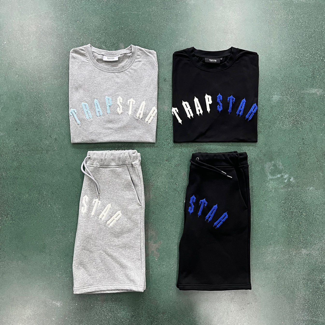 Trapstar Arch Chenille Short Set - Grey/Black Ironleague