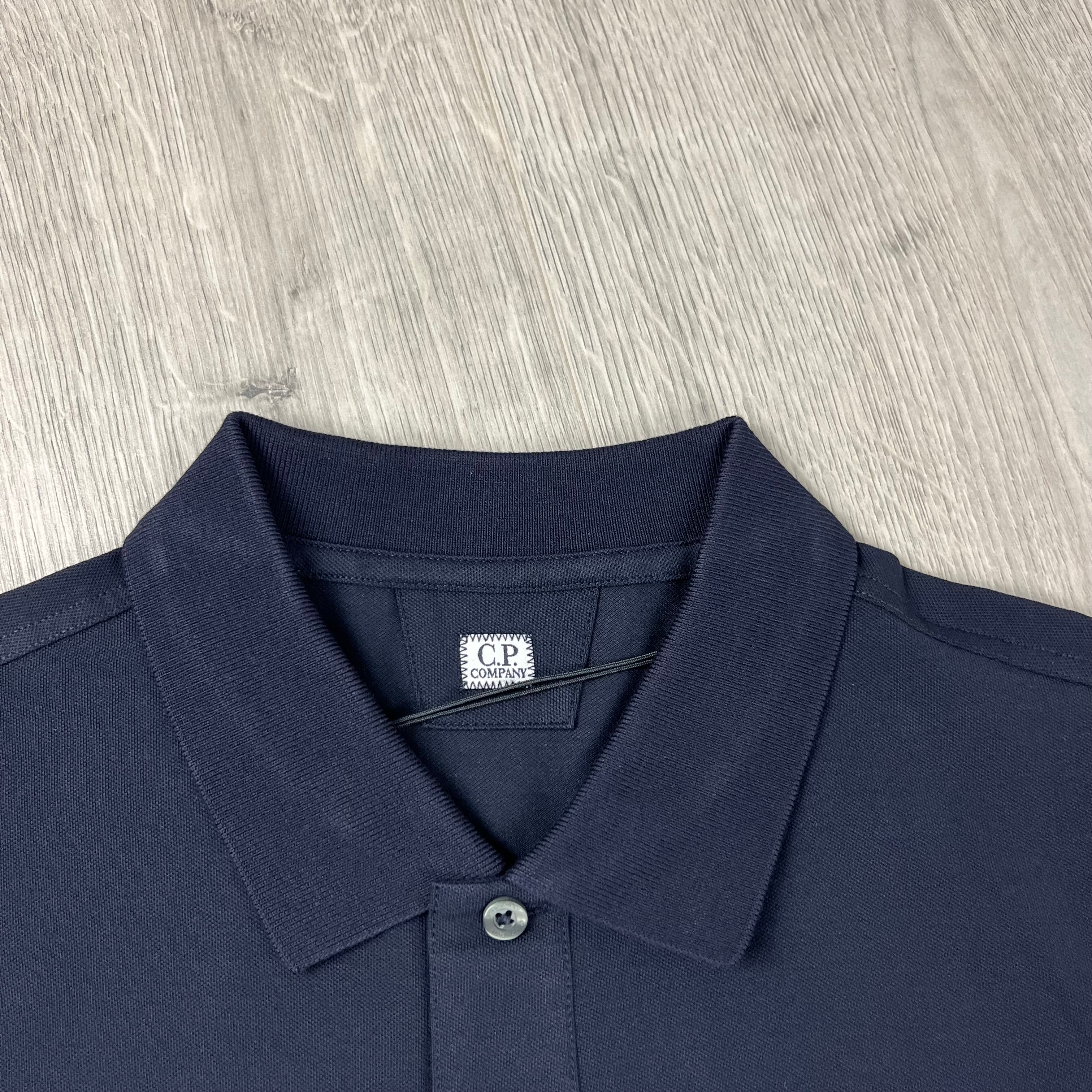 CP Company Piquet Polo Shirt - Navy Ironleague