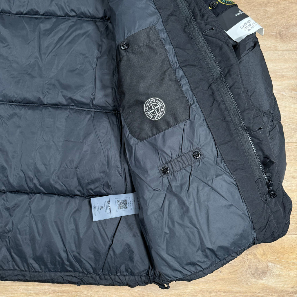 Stone Island Crinkle Reps-NY Down Jacket in Black Ironleague