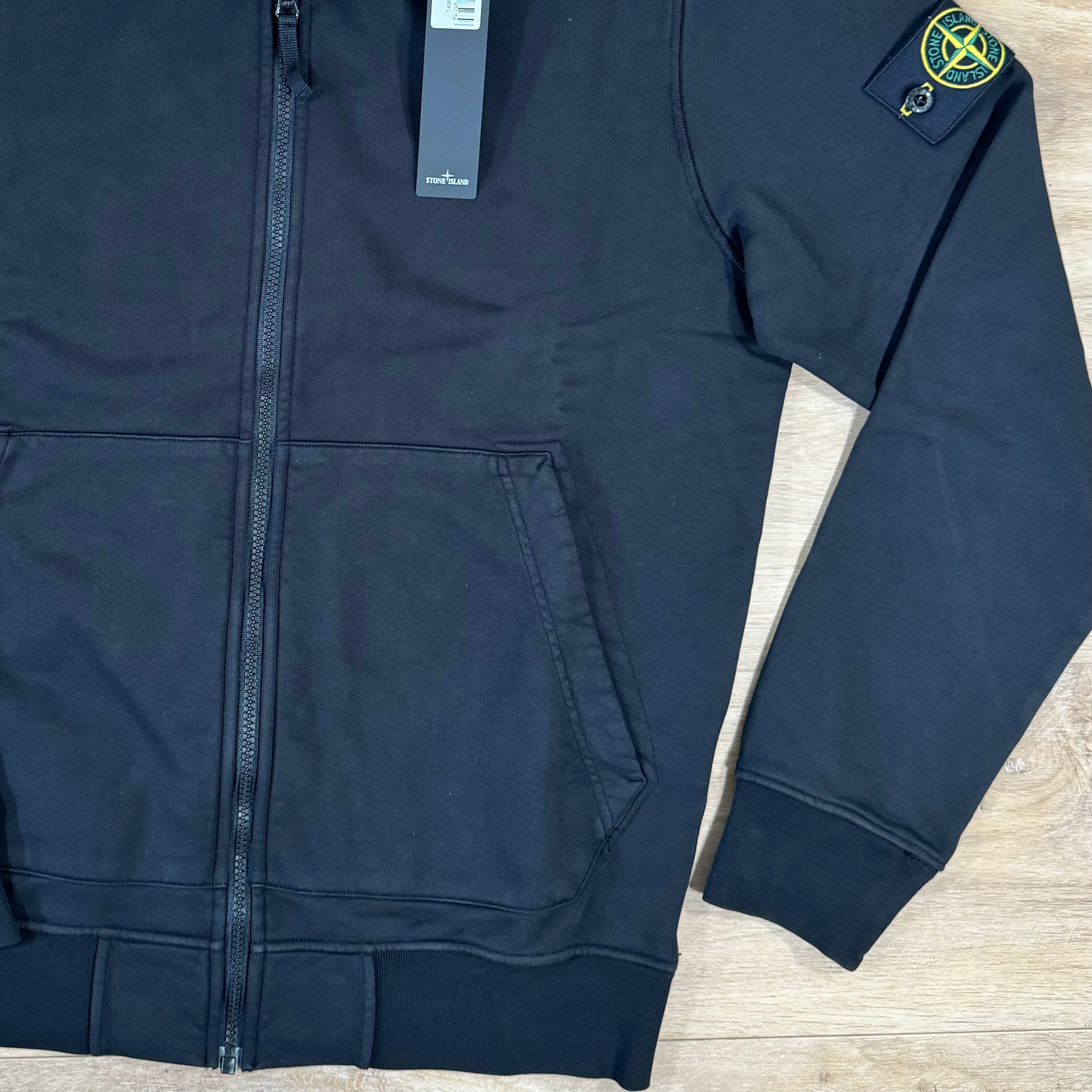 Stone Island Organic Cotton Full-Zip Sweatshirt in Black Ironleague