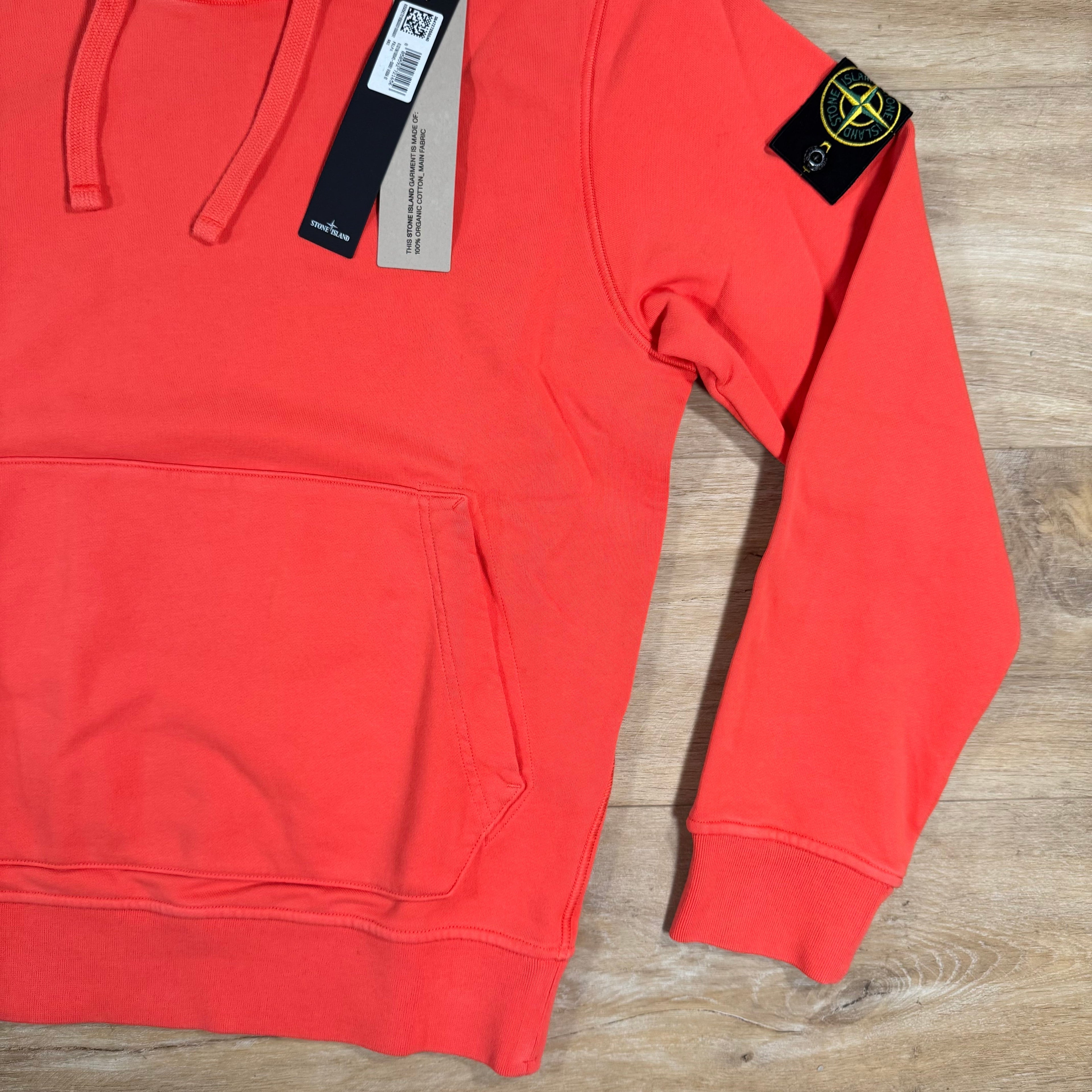 Stone Island Organic Cotton Fleece Pullover Hoodie in Papaya Ironleague
