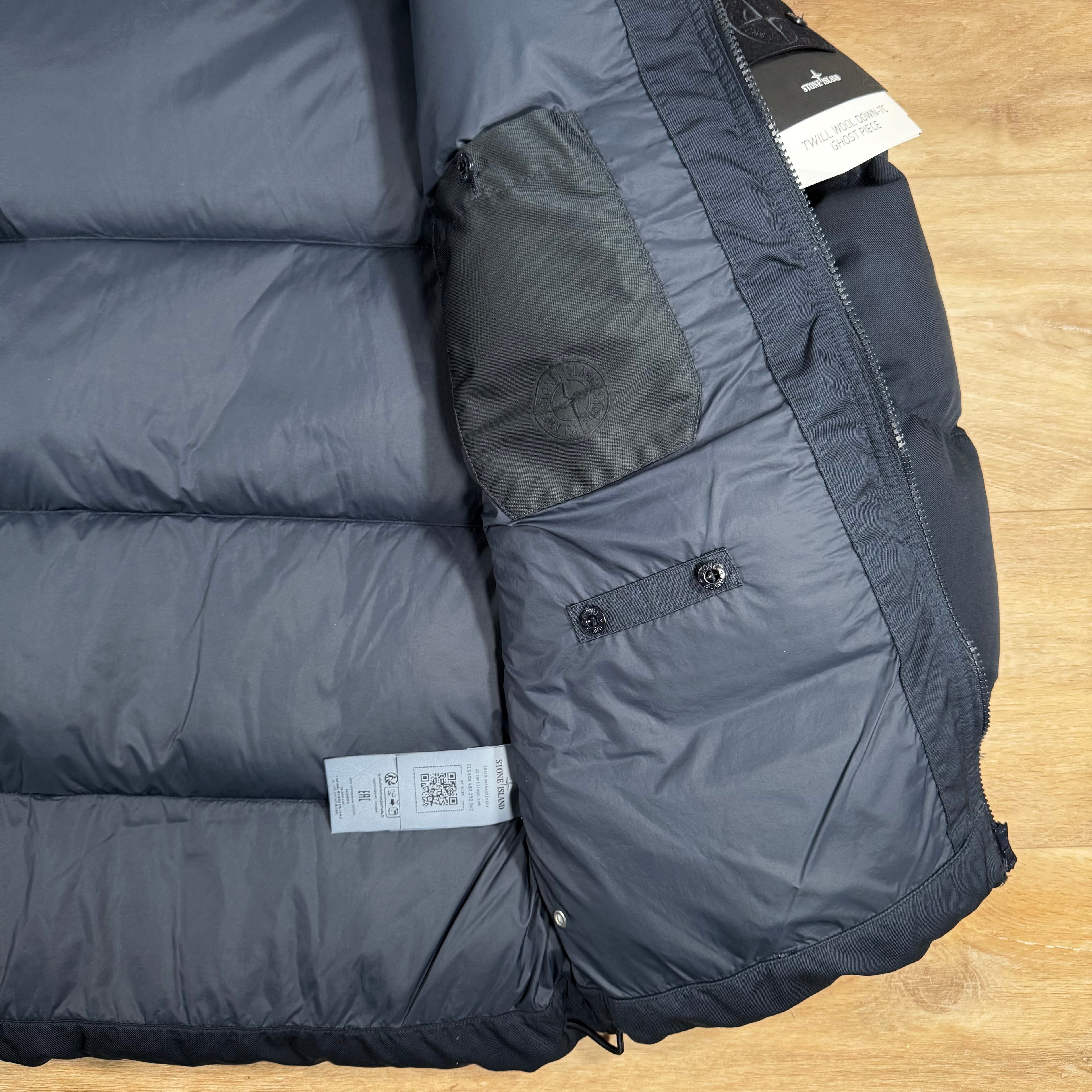 Stone Island Down-TC Ghost Jacket in Navy Ironleague