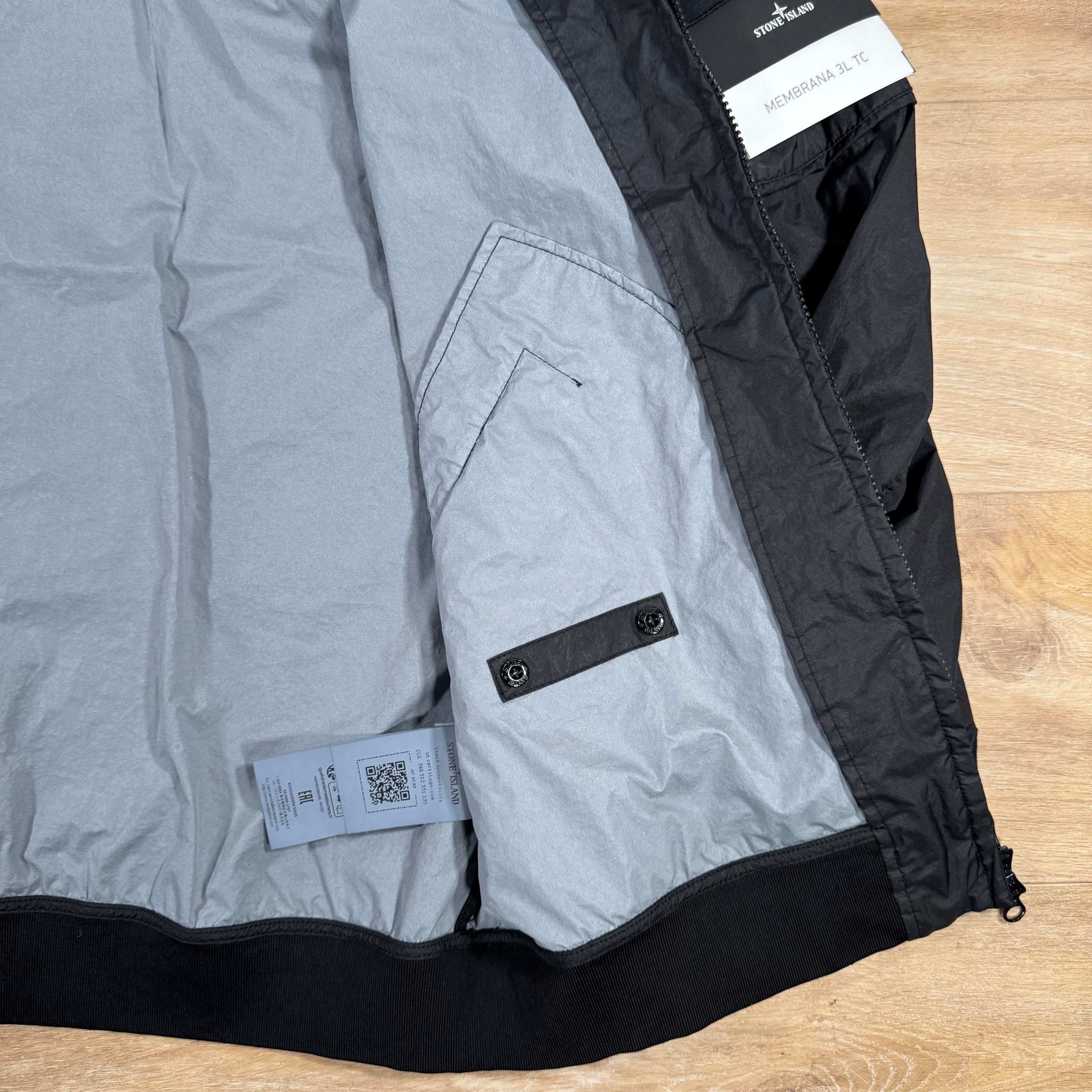 Stone Island Membrana 3L TC Bomber Jacket in Black Ironleague