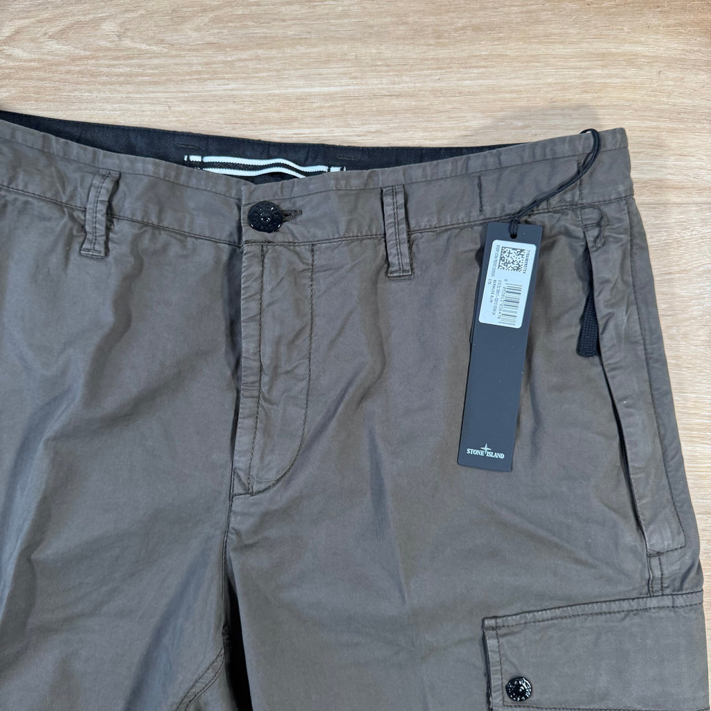 Stone Island Supima Twill Stretch-TC Cargo Bermuda Shorts in Military Green Ironleague