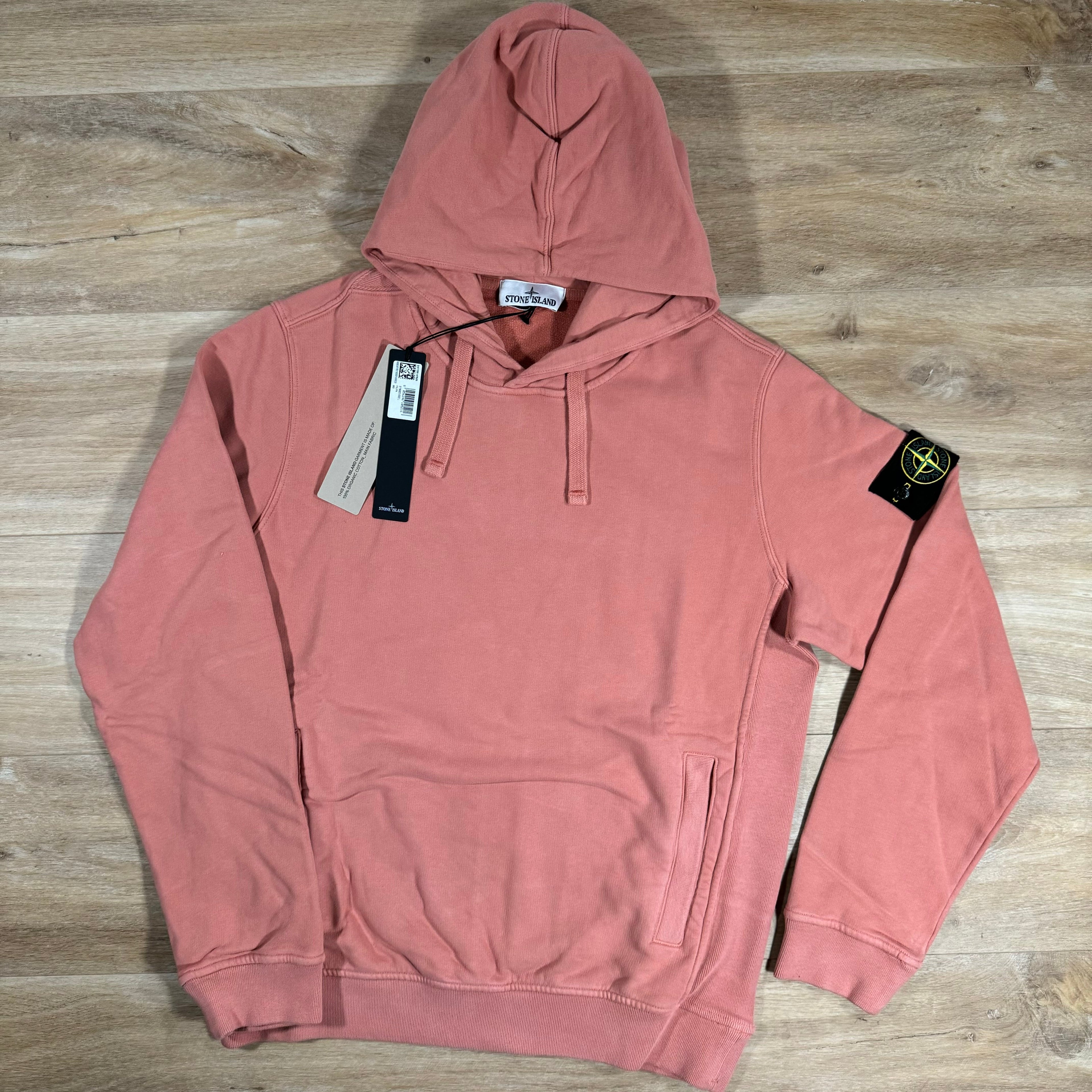 Stone Island Brushed Cotton Pullover Hoodie in Orange Ironleague