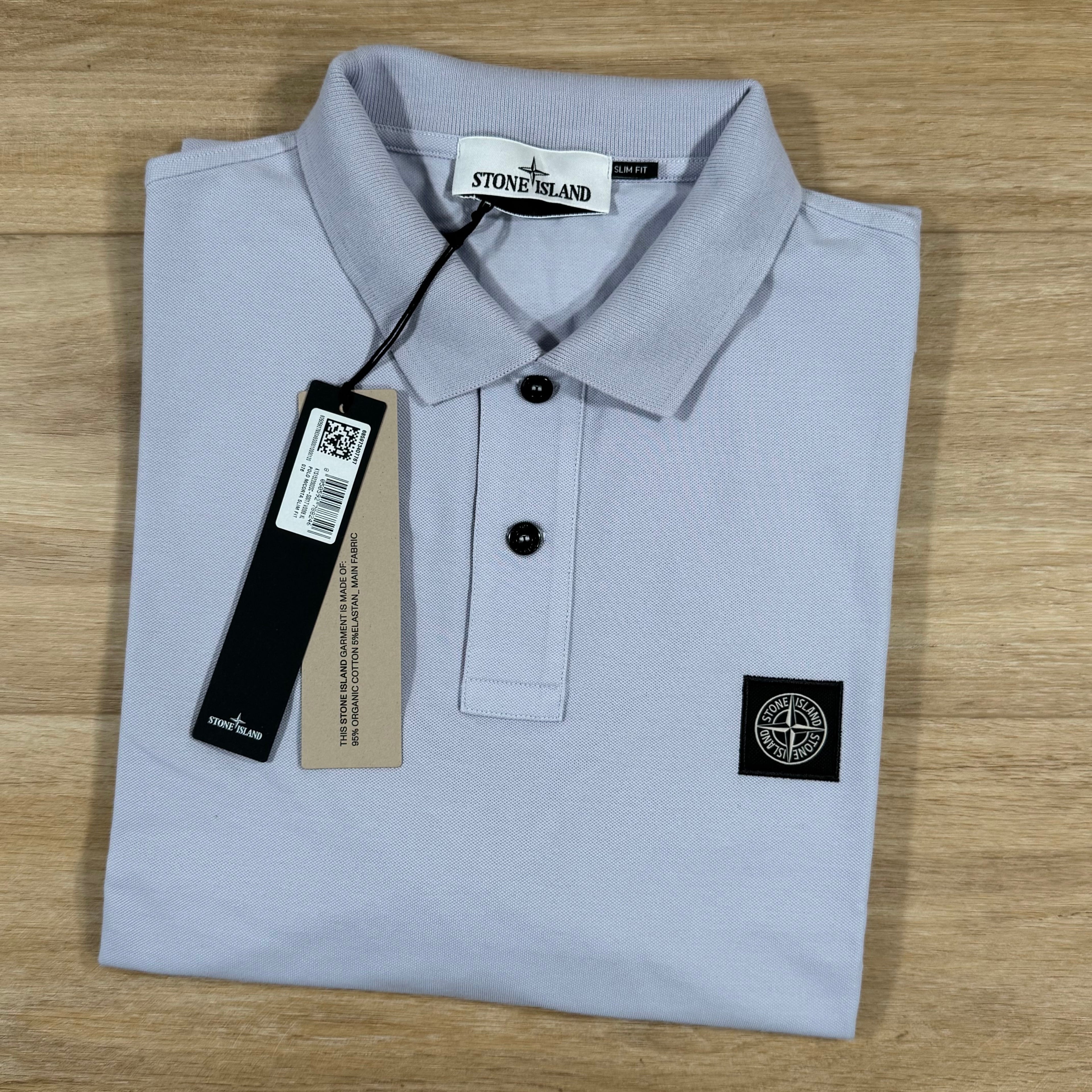 Stone Island Organic Cotton Pique Polo Shirt in Lilac Ironleague