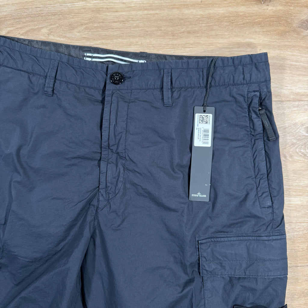 Stone Island Stretch Tela Cargo Bermuda Shorts in Navy Ironleague