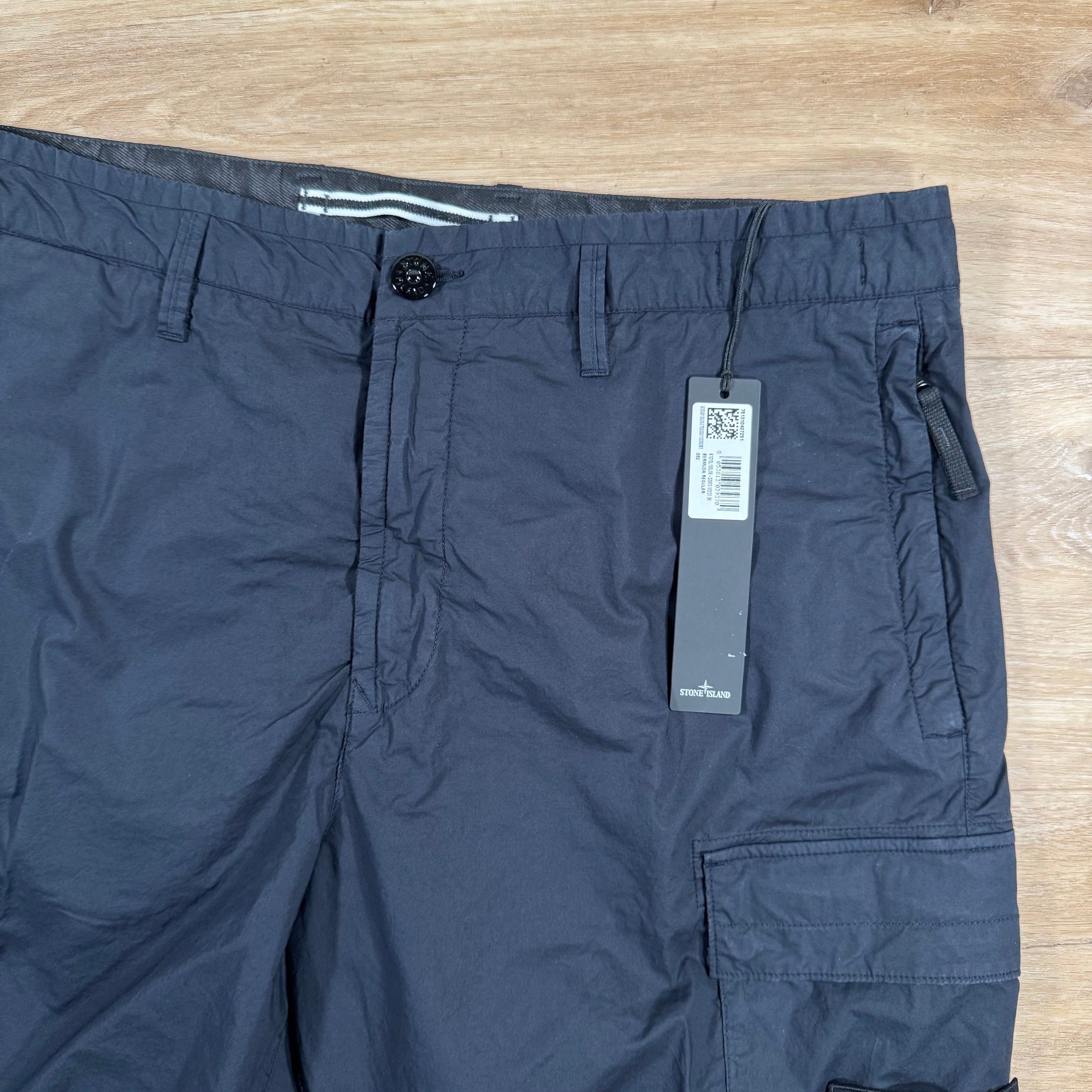 Stone Island Stretch Tela Cargo Bermuda Shorts in Navy Ironleague