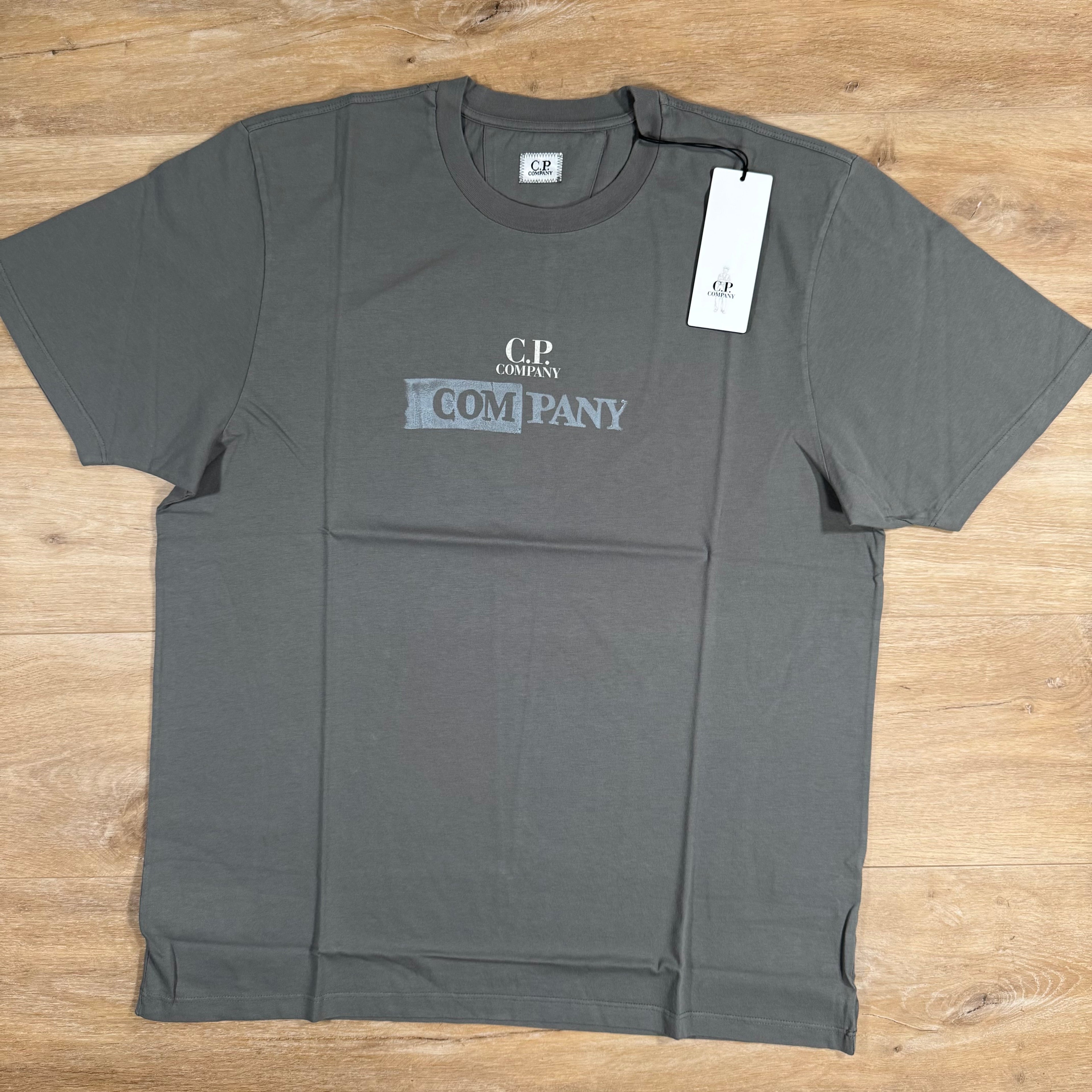 CP Company 24/1 Jersey Logo T-Shirt in Smoked Pearl - Grey Ironleague