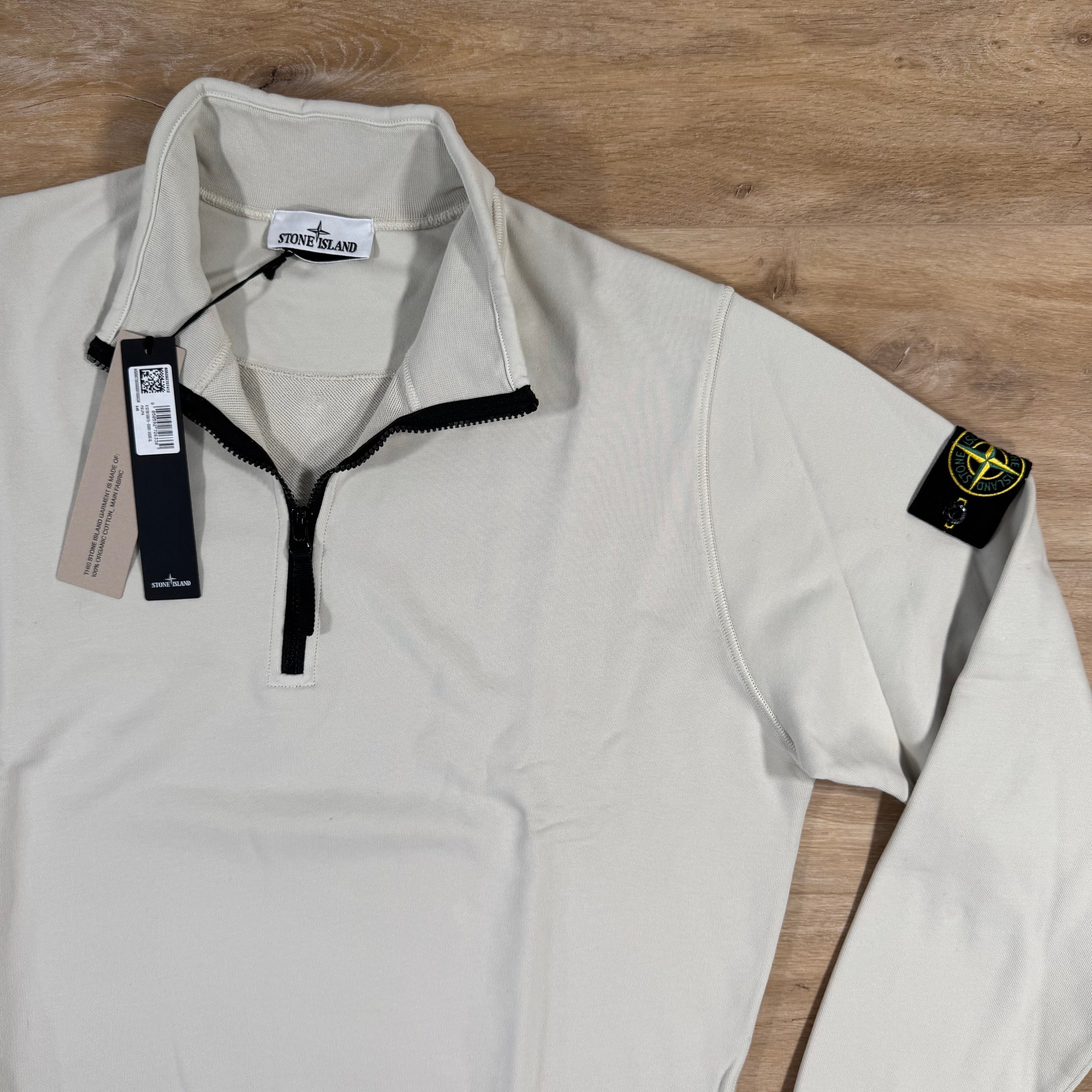 Stone Island Organic Cotton Half-Zip Sweatshirt in Sand Ironleague