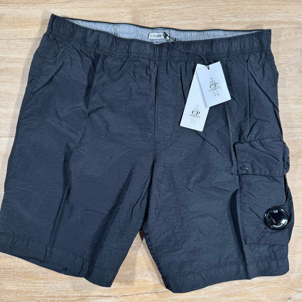 CP Company Flatt Nylon Cargo Lens Swim Shorts in Black Ironleague