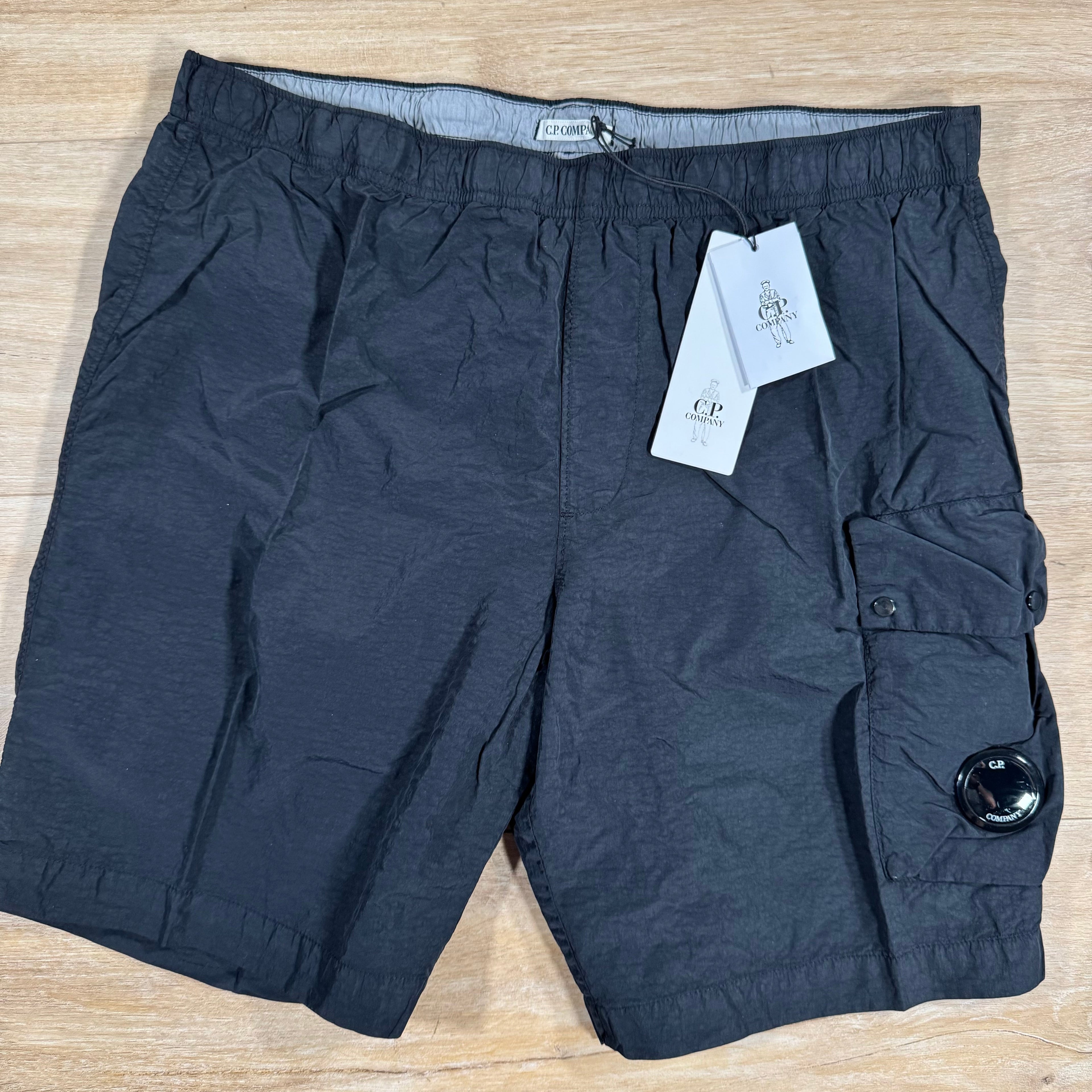 CP Company Flatt Nylon Cargo Lens Swim Shorts in Black Ironleague