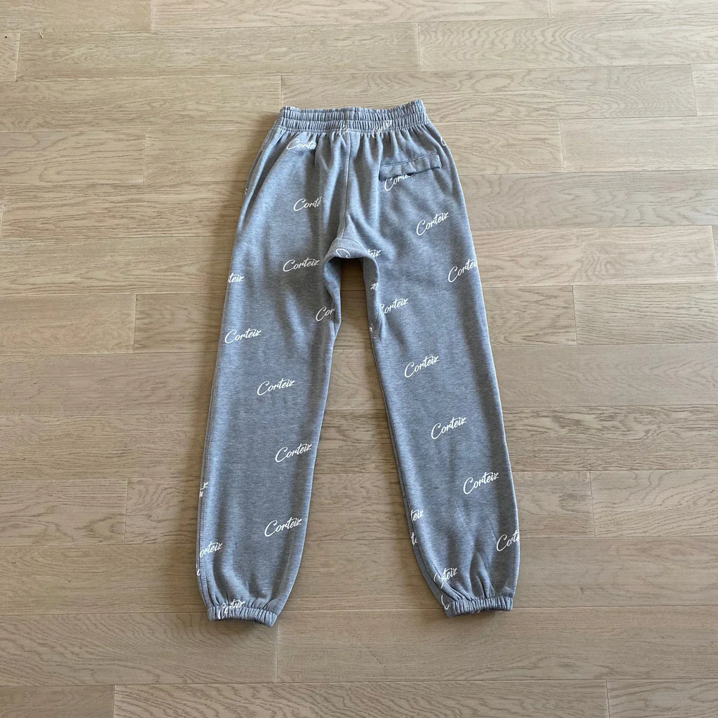 Corteiz All Over Print Joggers - Grey/White Ironleague