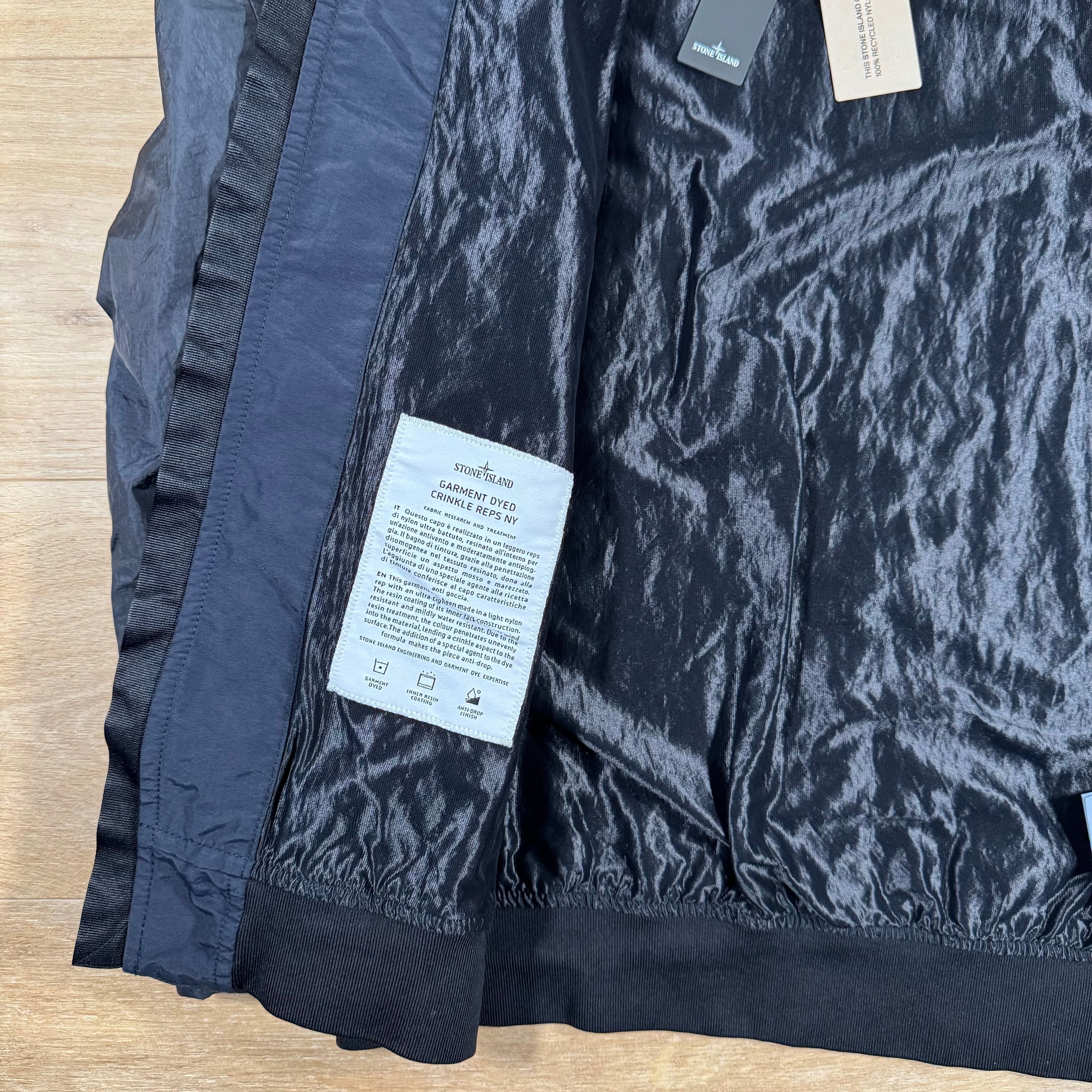 Stone Island Crinkle Reps R-NY Bomber Jacket in Navy Ironleague
