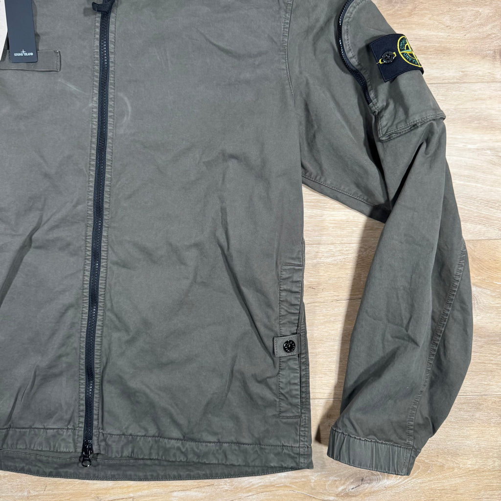 Stone Island Stretch Twill Overshirt in Military Green Ironleague