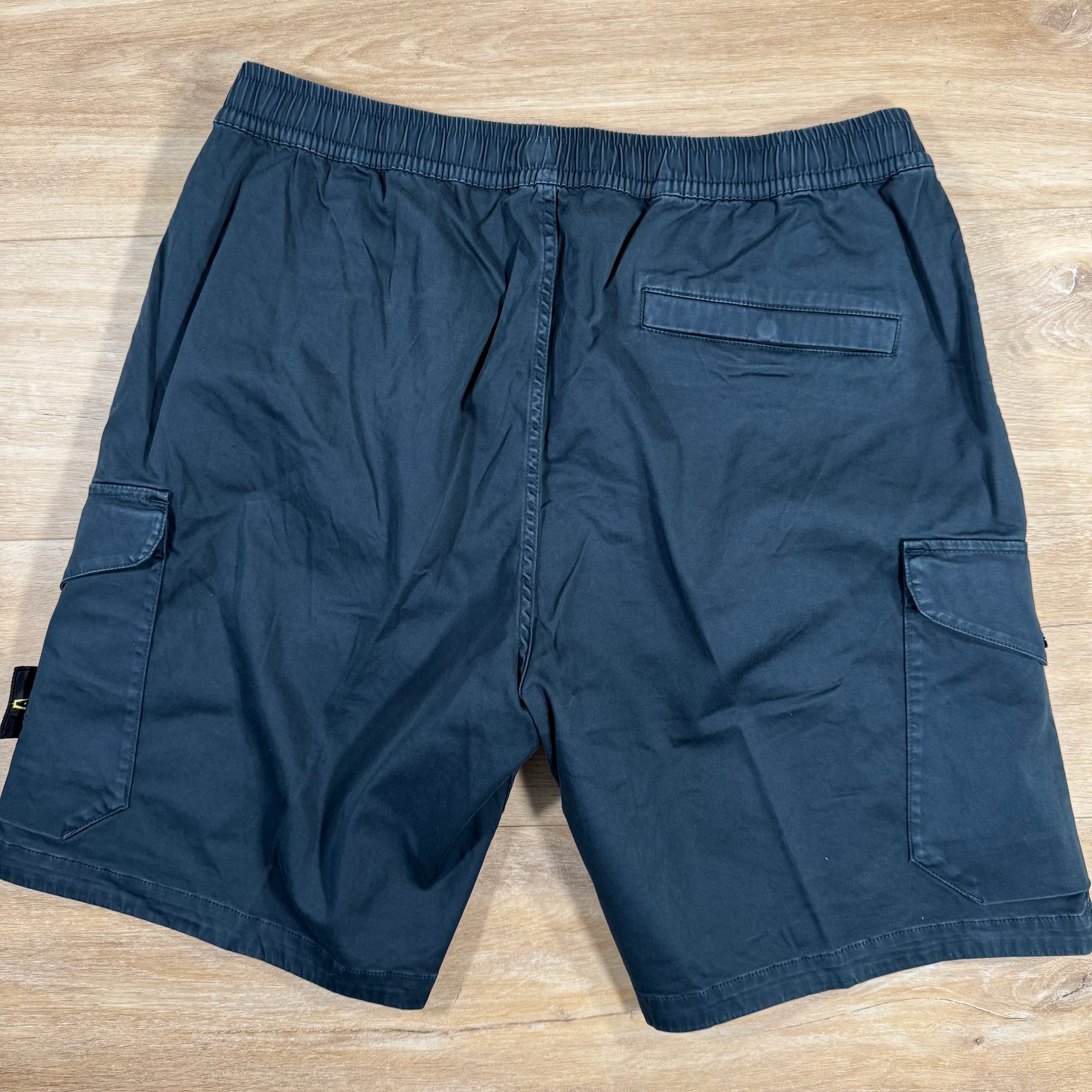 Stone Island Organic Stretch Cotton Cargo Bermuda Shorts in Navy Ironleague