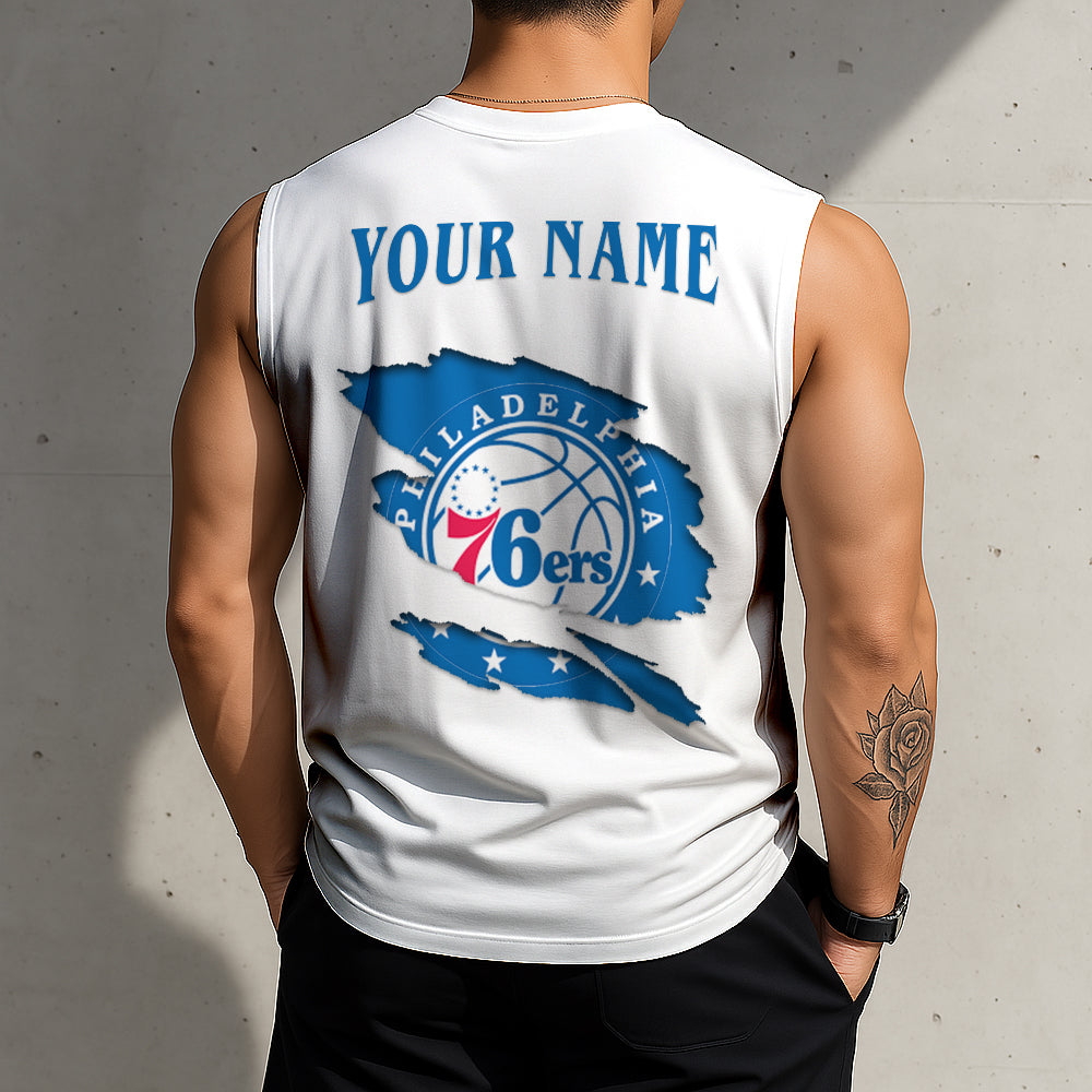 FINAL SALE - NEW CUSTOMIZED NBA26 P76 PHILADELPHIA 76ERS TANKTOP & GYM SHIRT