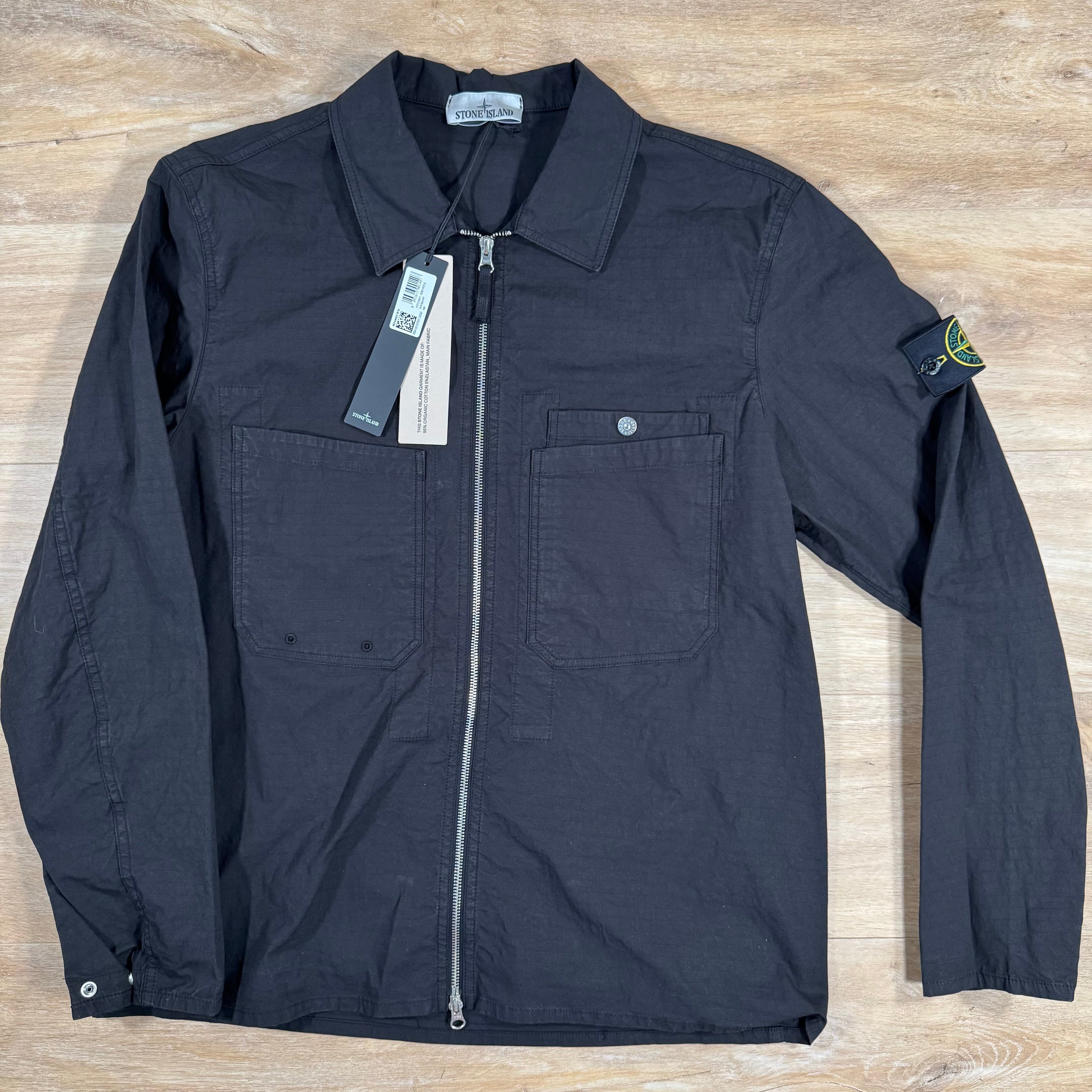 Stone Island Mil-Spec Stretch Ripstop-TC Overshirt in Black Ironleague