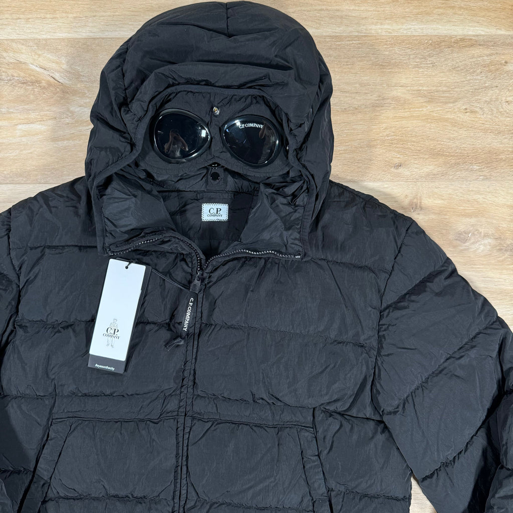 CP Company Chrome-R Goggle Down Jacket in Black Ironleague