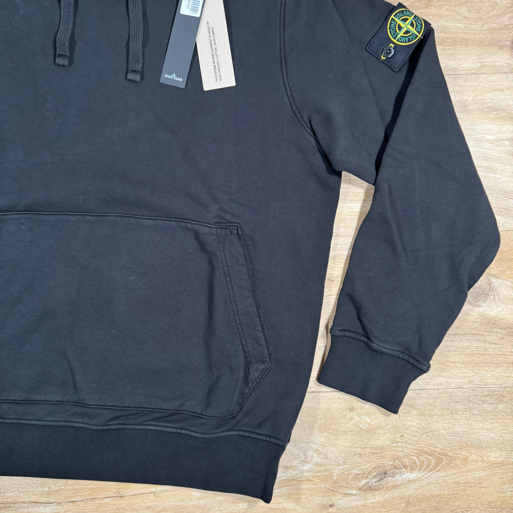 Stone Island Organic Cotton Fleece Pullover Hoodie in Black Ironleague