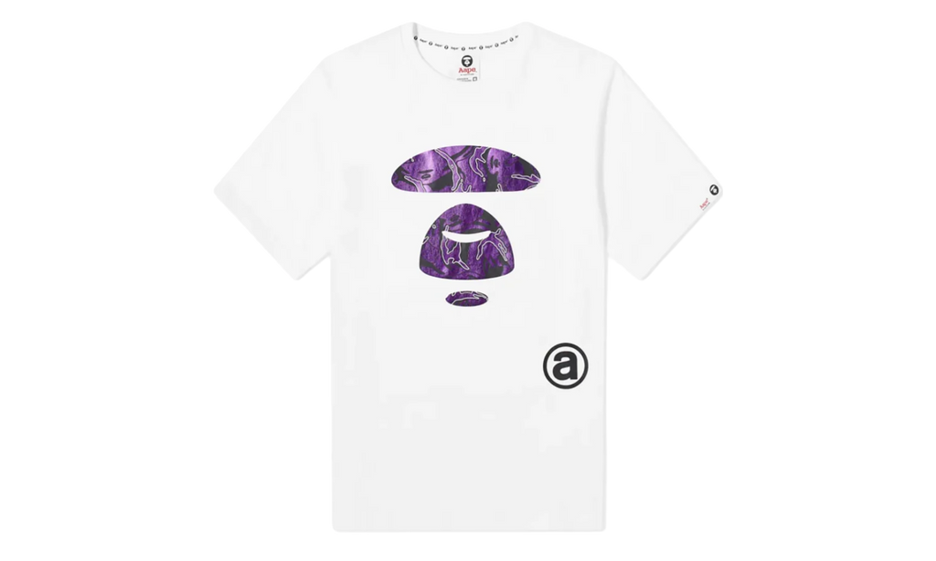 BAPE Aape Foil Moonface T-Shirt White / Purple CA5CEA57