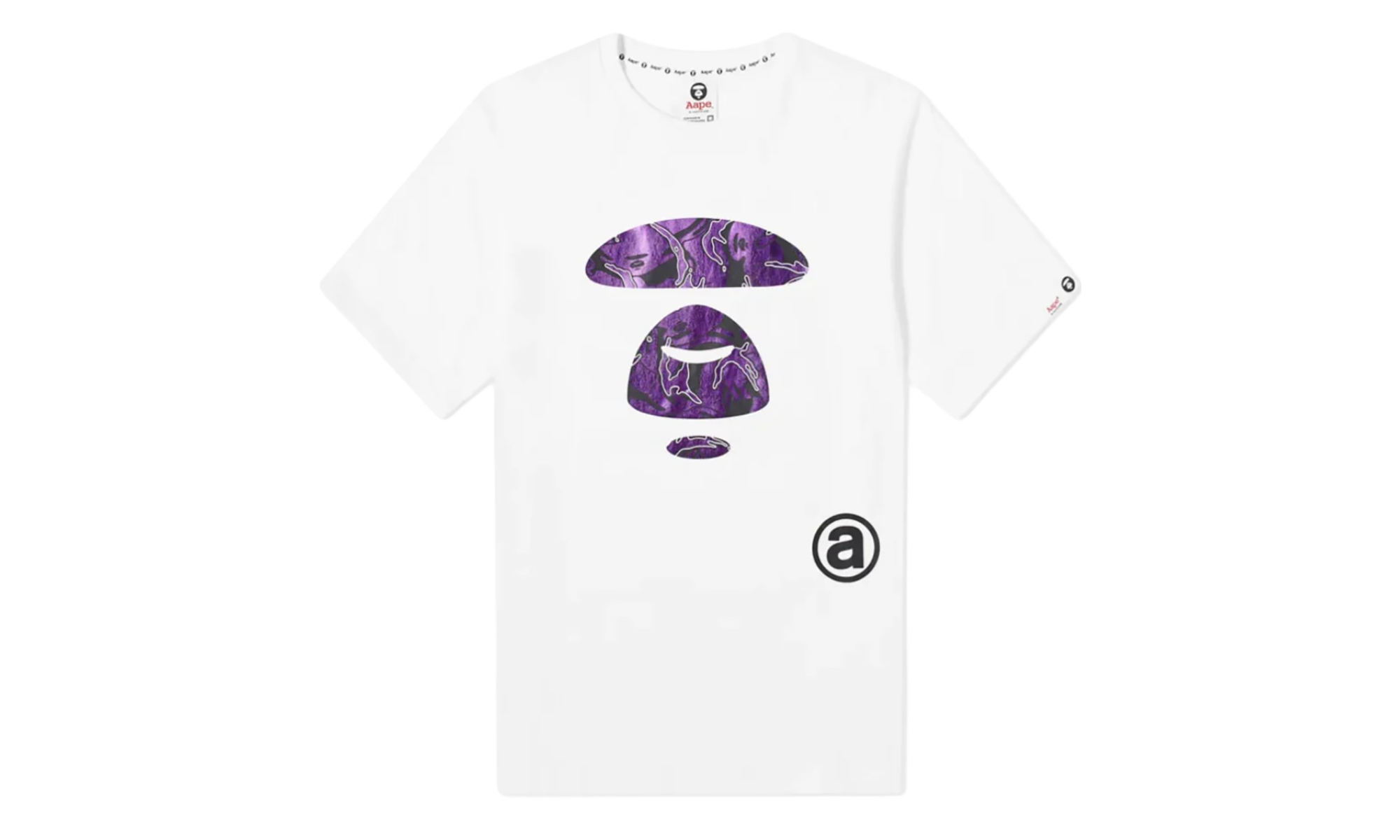 BAPE Aape Foil Moonface T-Shirt White / Purple CA5CEA57