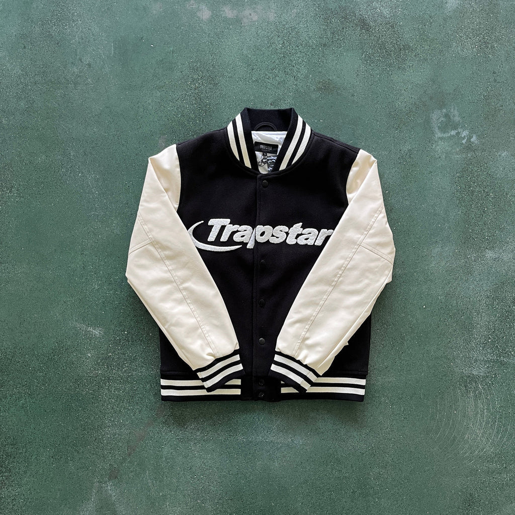 Trapstar Hyperdrive Chenille Varsity Jacket - Black/White Ironleague