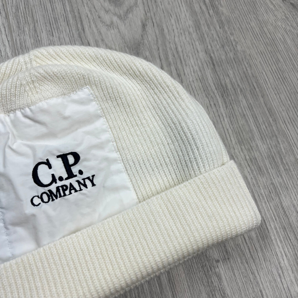 CP Company Patch Beanie - White Ironleague