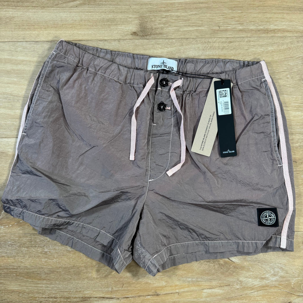Stone Island Nylon Metal Button Swim Shorts in Antique Rose Ironleague