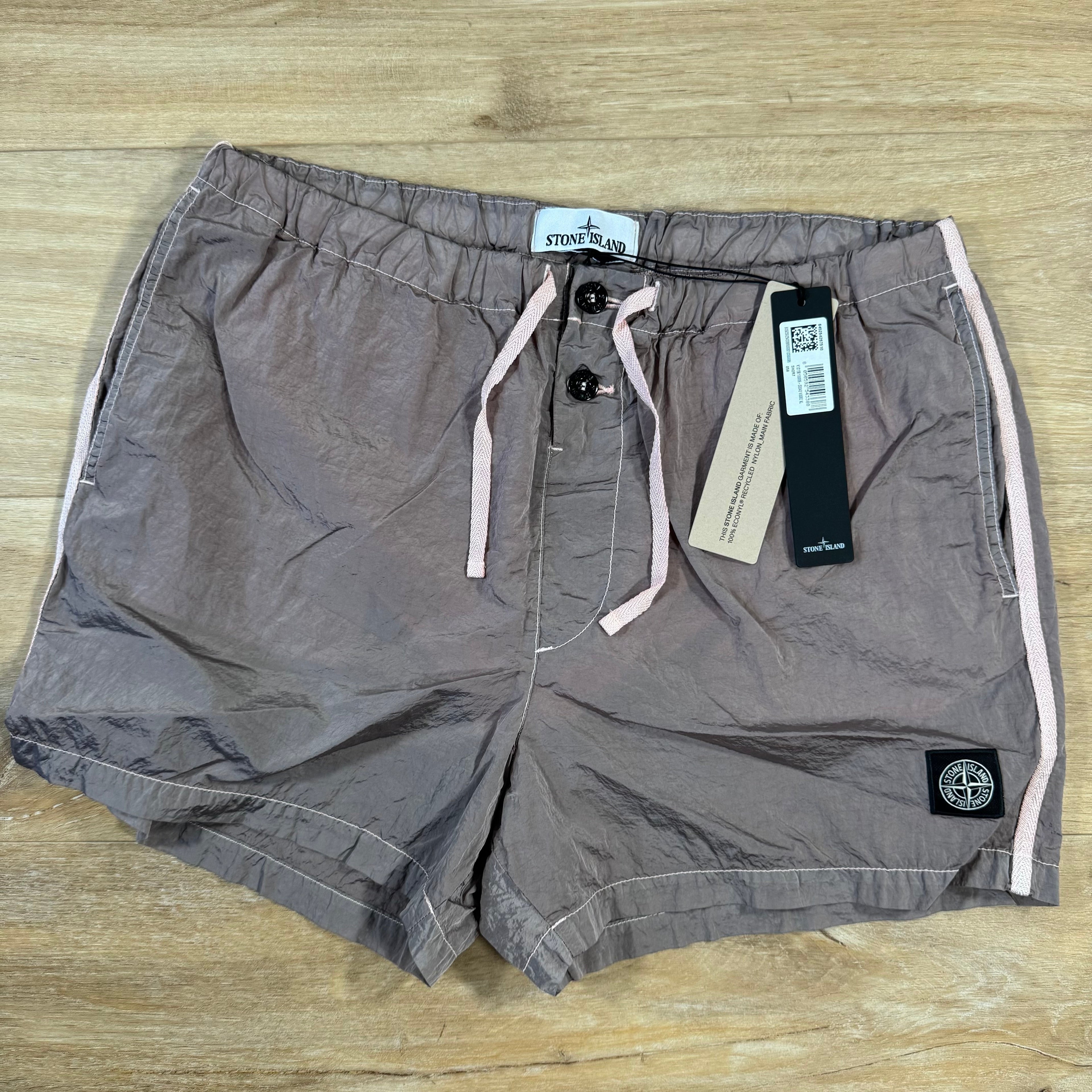 Stone Island Nylon Metal Button Swim Shorts in Antique Rose Ironleague