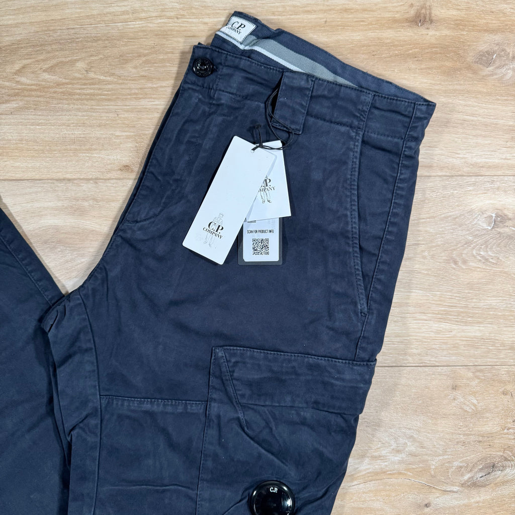 CP Company Ottoman Stretch Lens Cargo Pants in Navy Ironleague