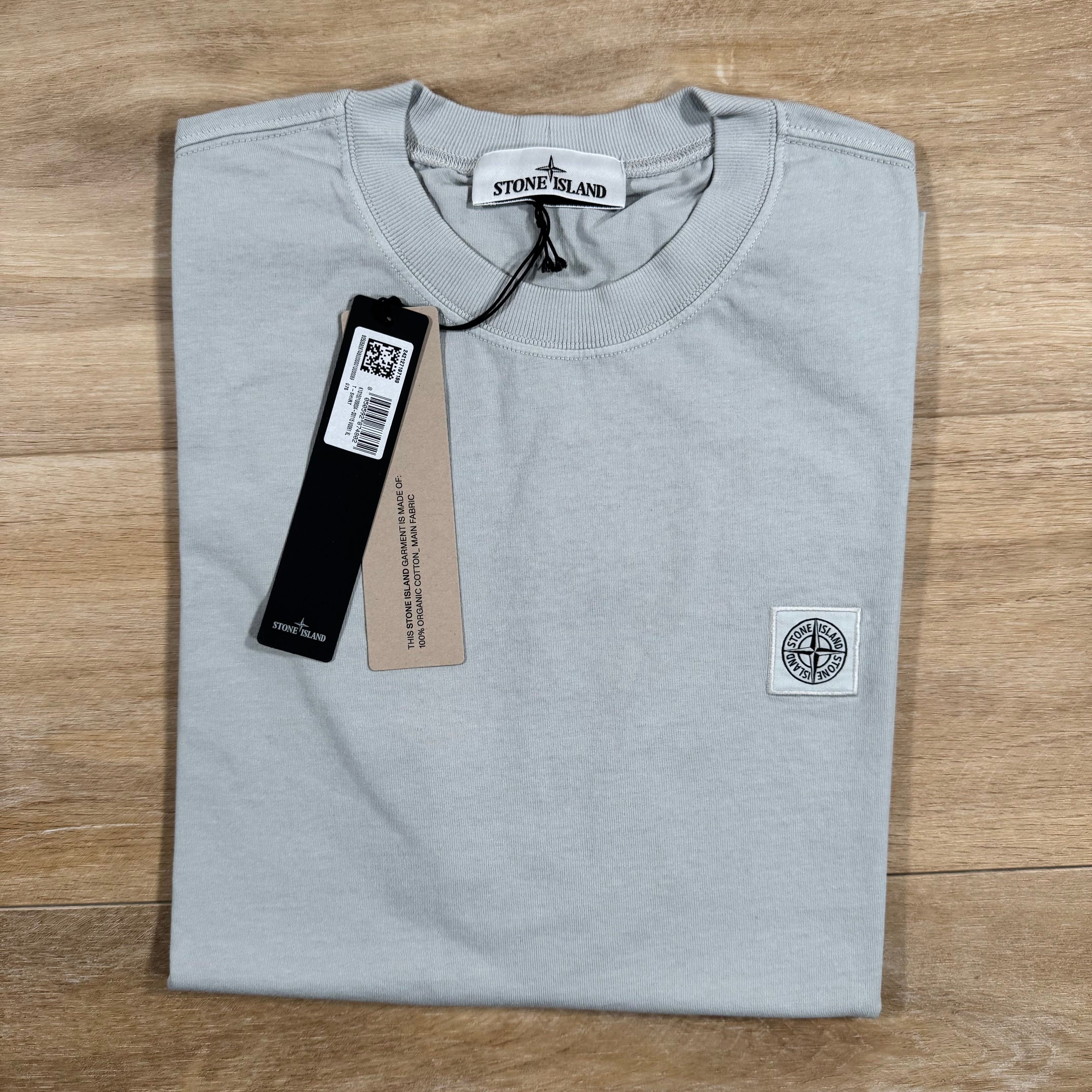 Stone Island Combed Organic Cotton Patch Logo T-Shirt in Pearl Grey Ironleague