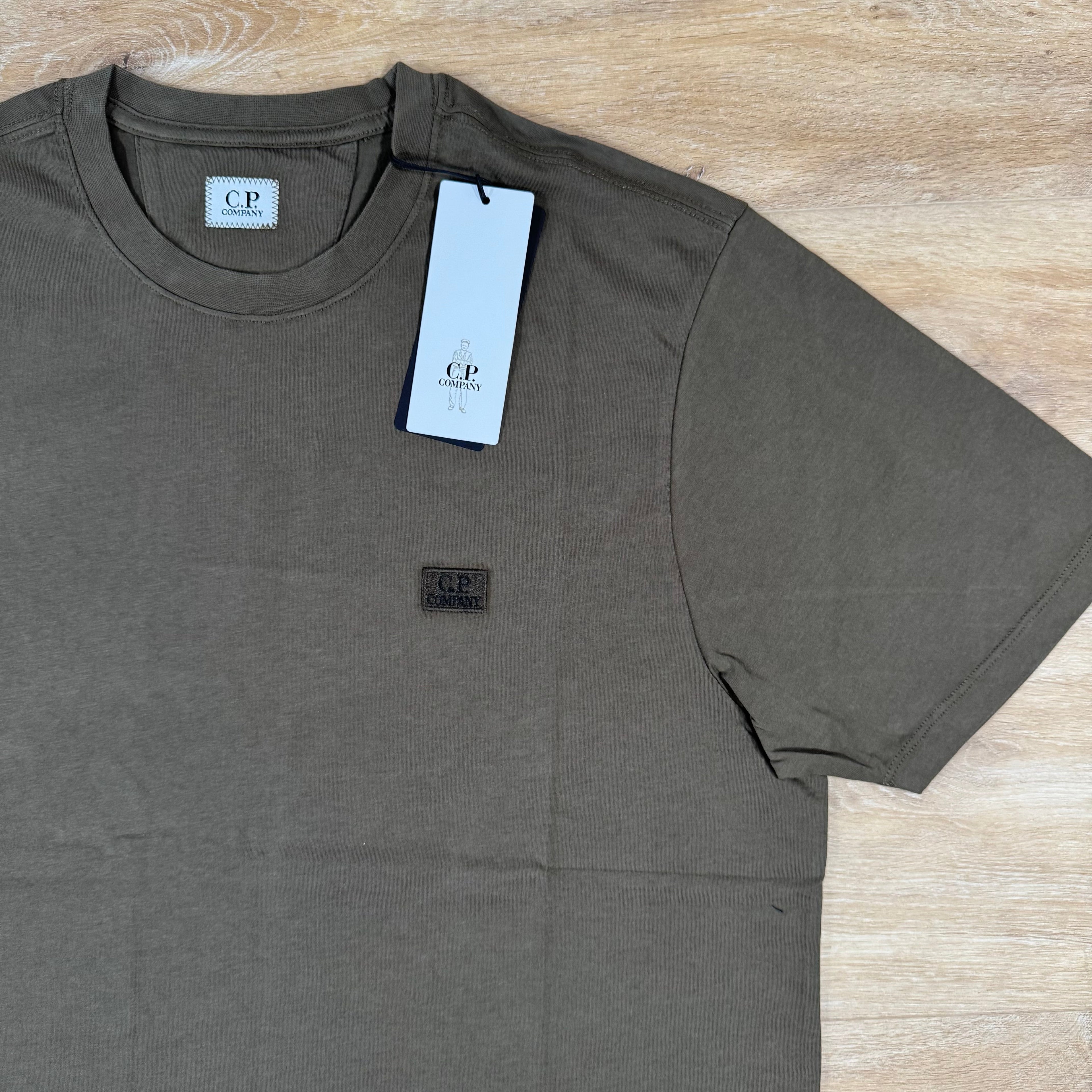 CP Company 30/1 Jersey Logo Patch T-Shirt in Ivy Green Ironleague